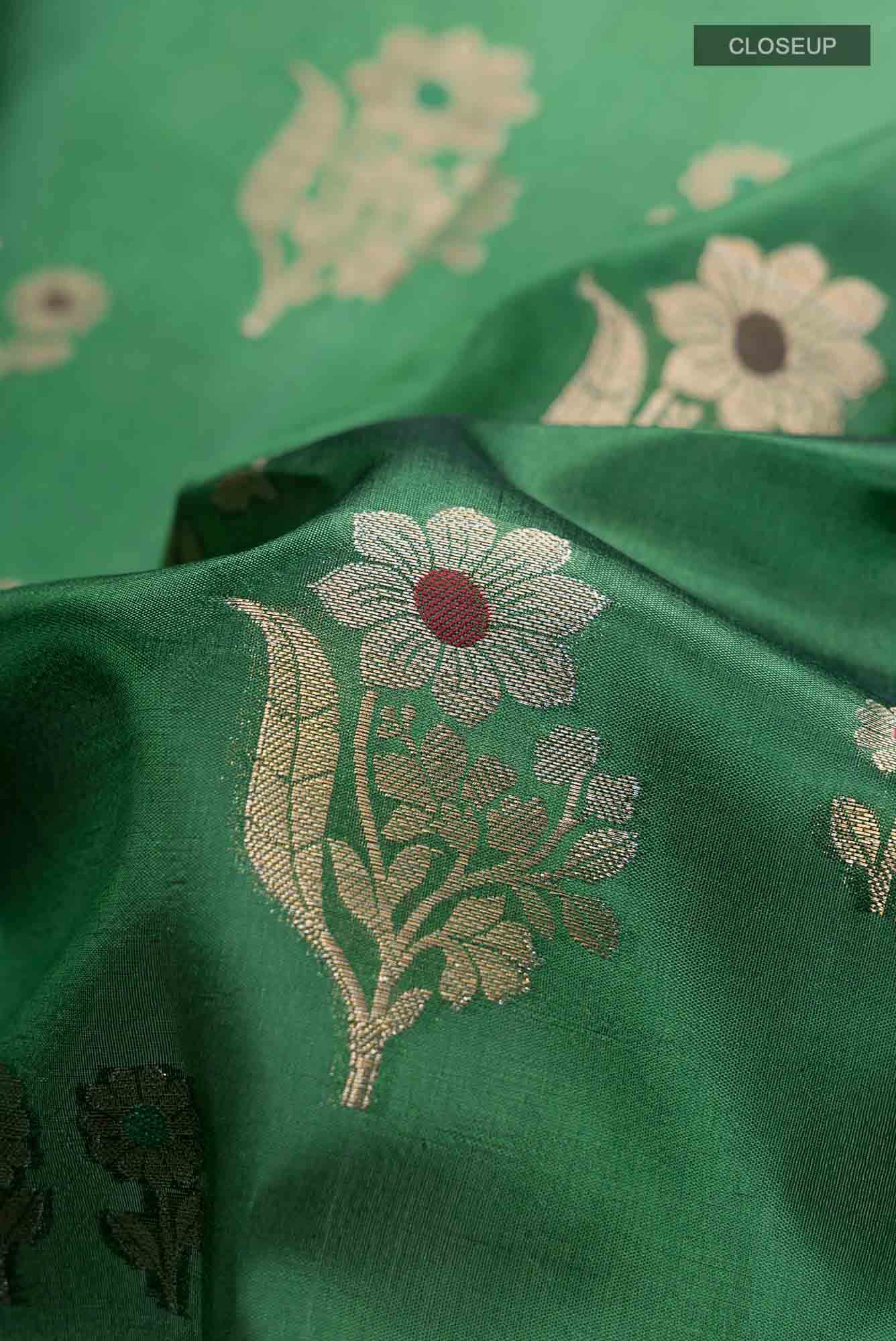 Bottle Green Tussar Silk Saree