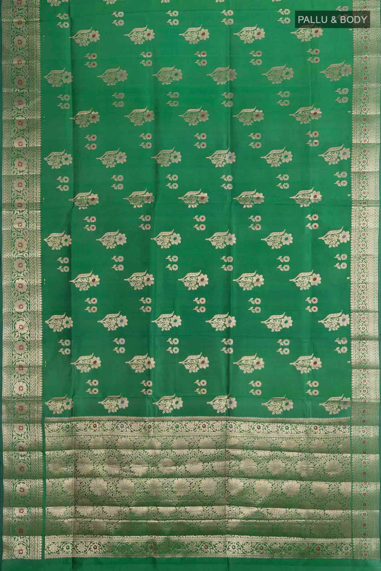 Bottle Green Tussar Silk Saree
