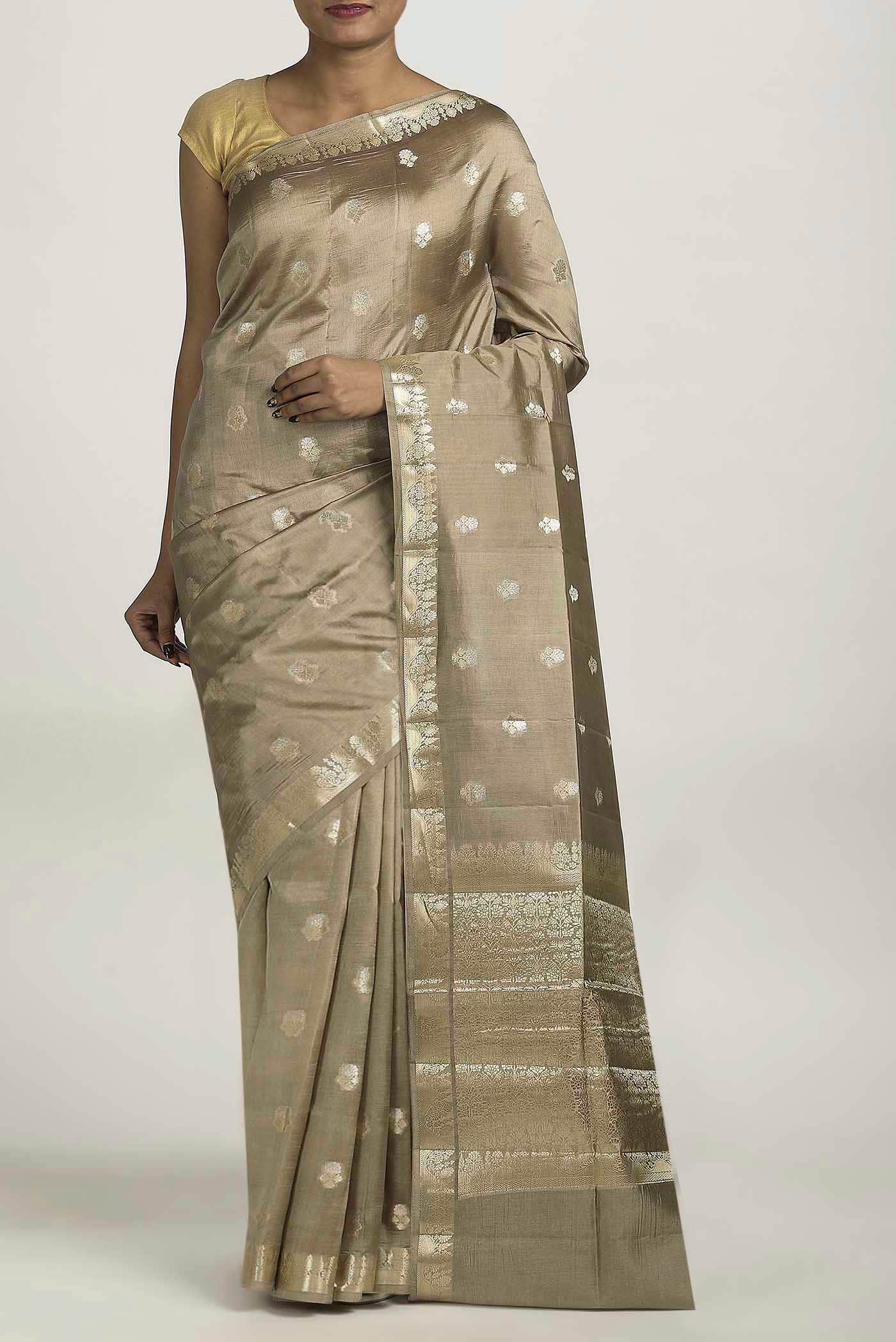 Beige Banarasi Raw Silk Saree