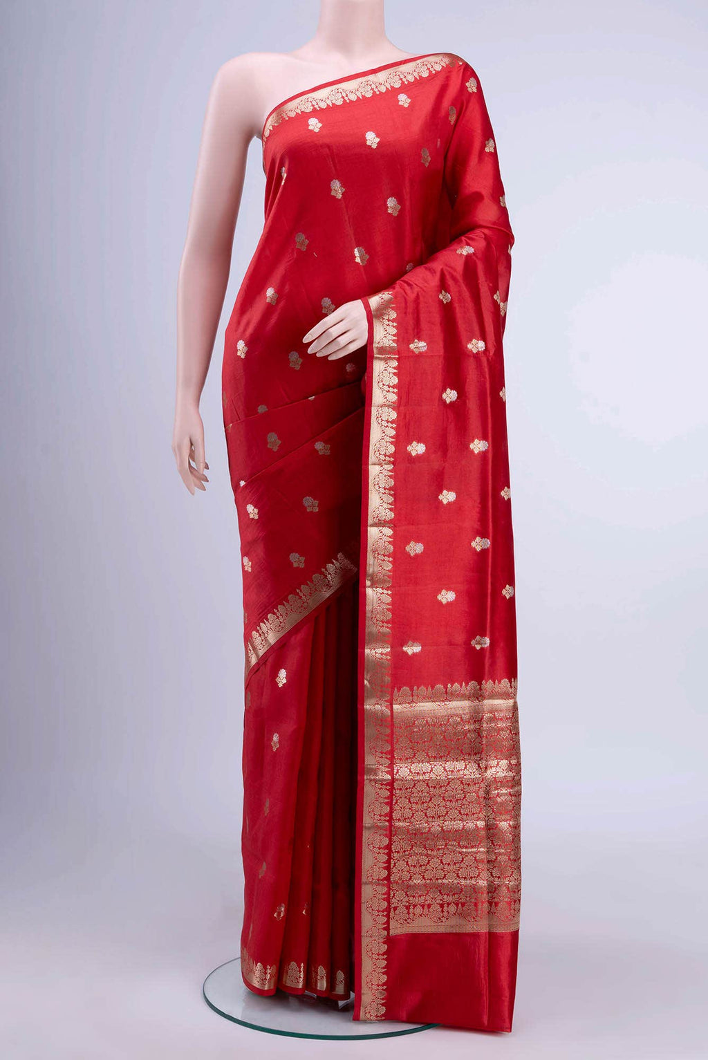 Deep Red Banarasi Silk Saree