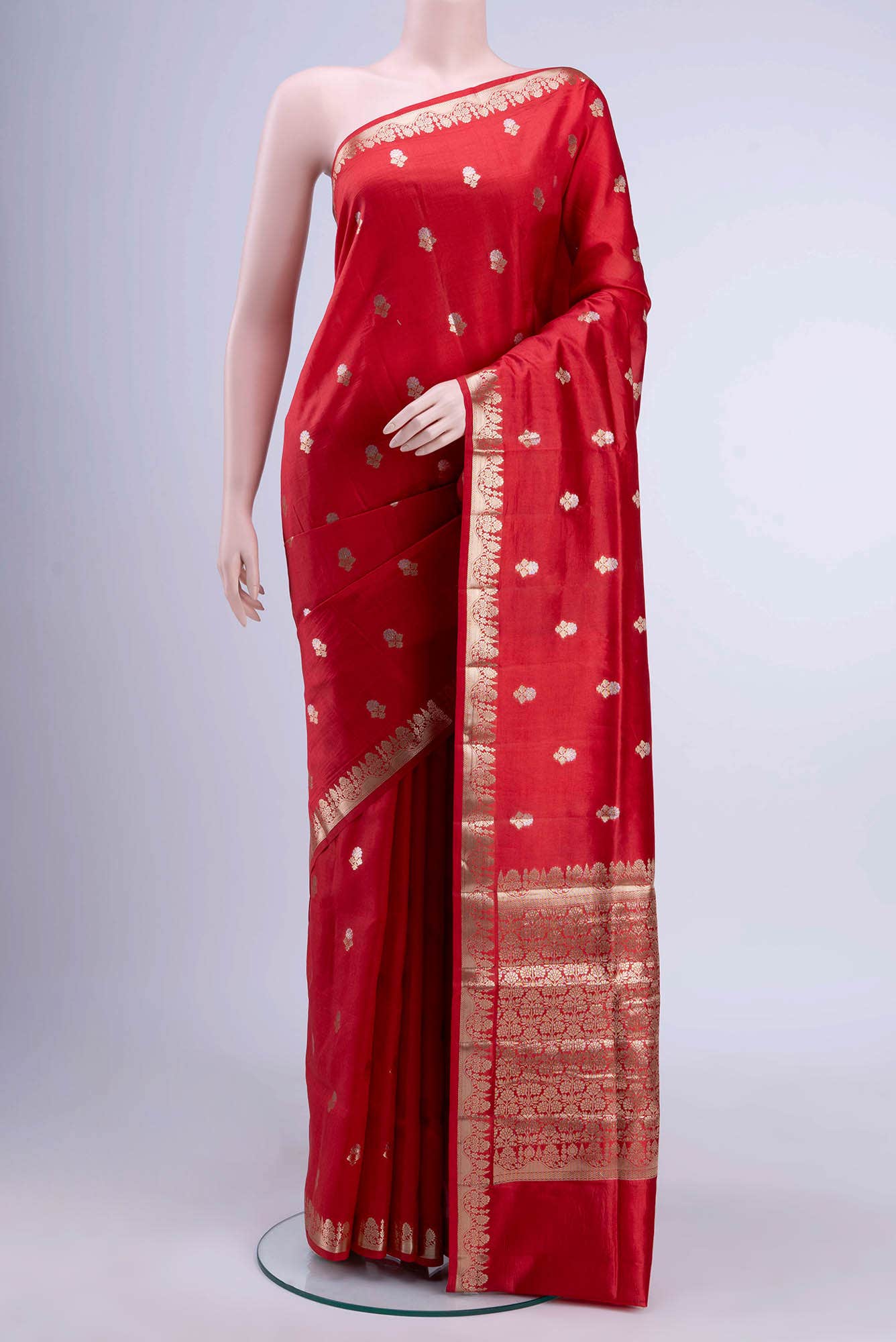 Deep Red Banarasi Silk Saree