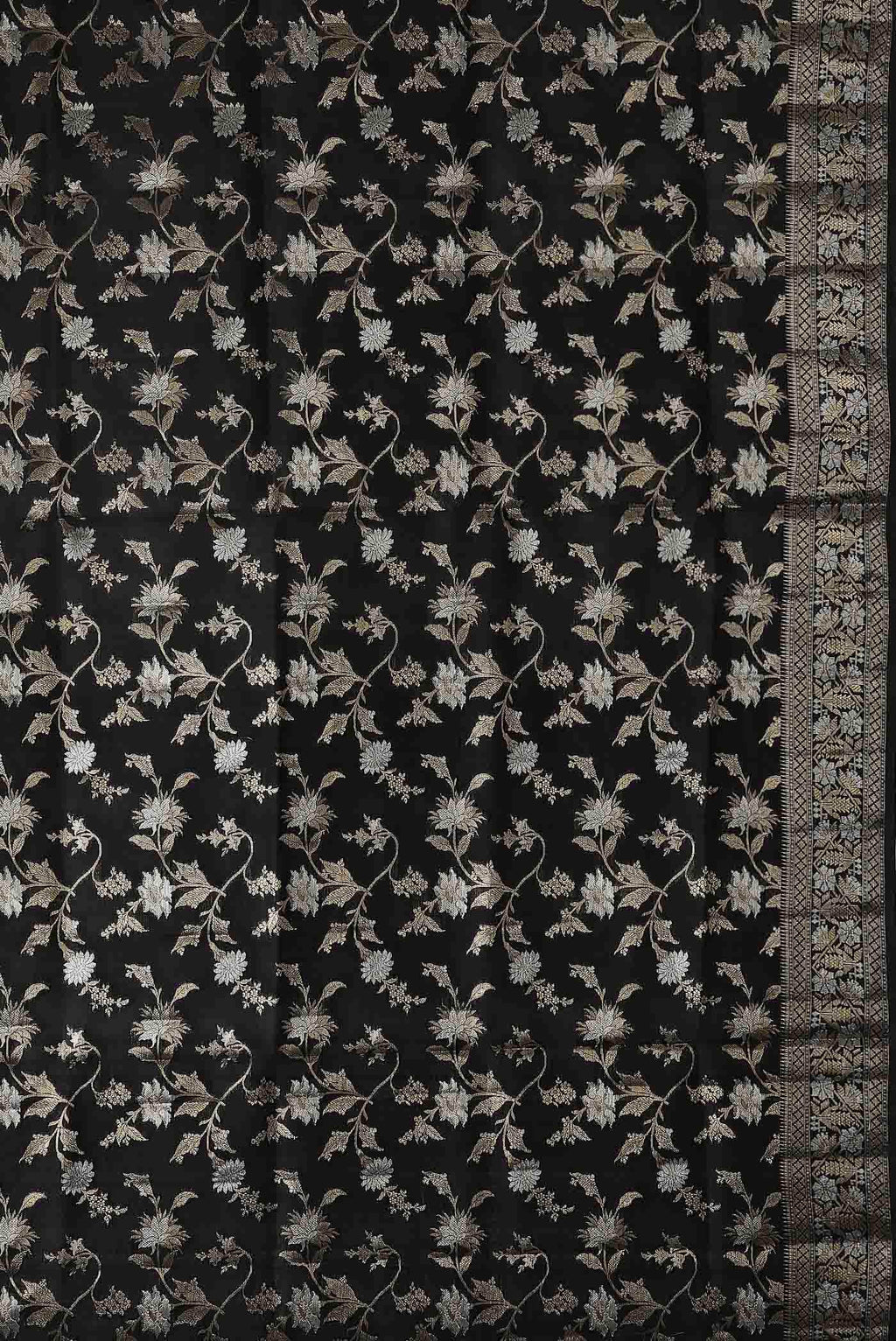Black Banarasi Raw Silk Saree
