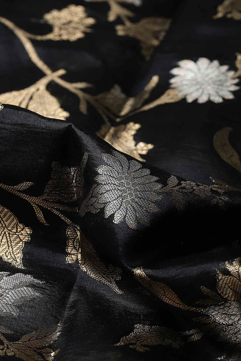 Black Banarasi Raw Silk Saree