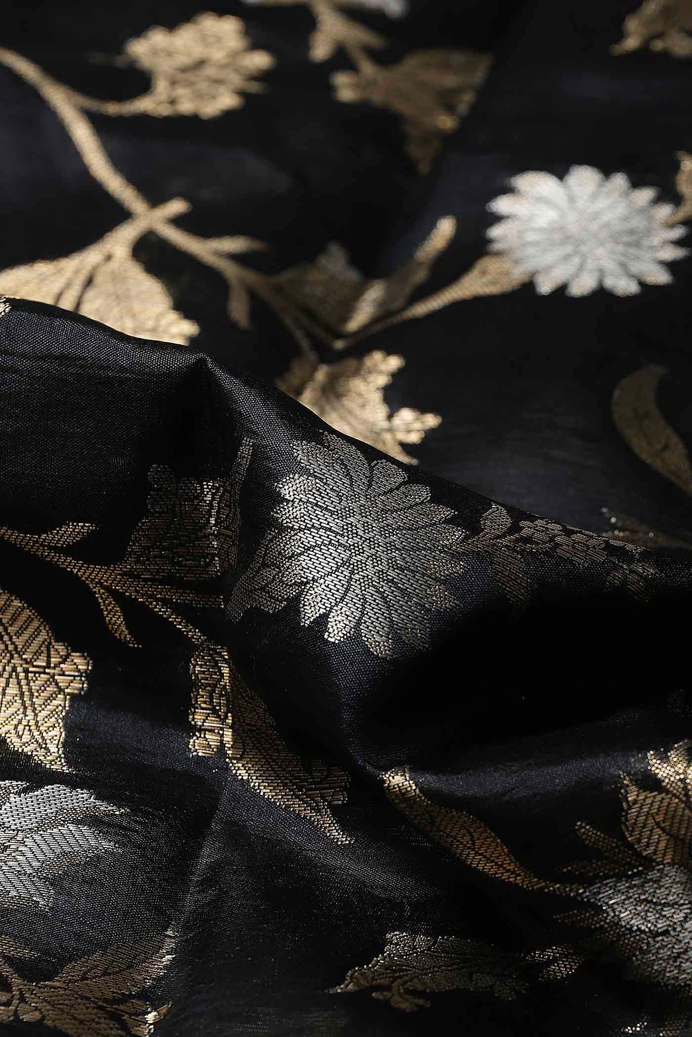 Black Banarasi Raw Silk Saree