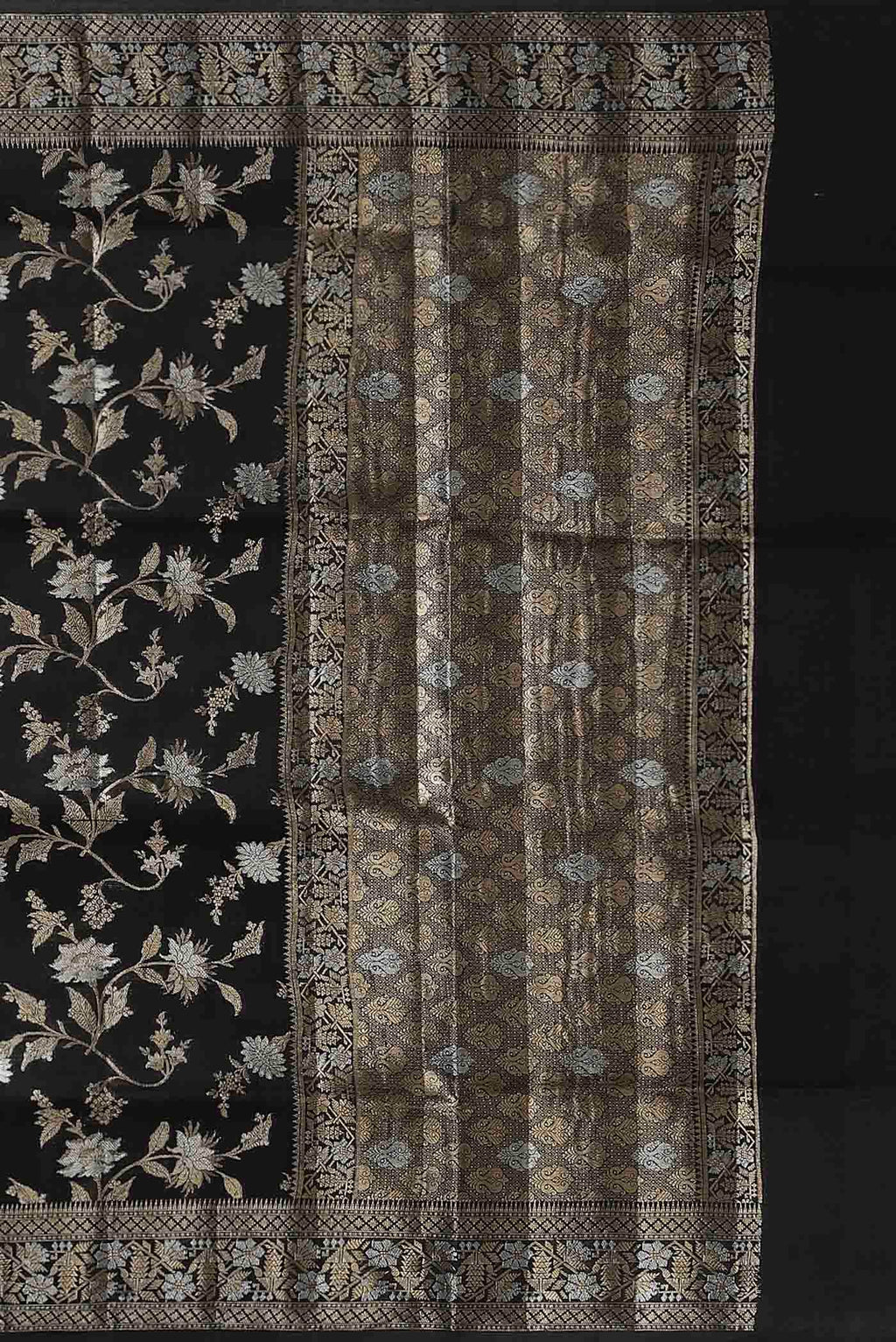 Black Banarasi Raw Silk Saree