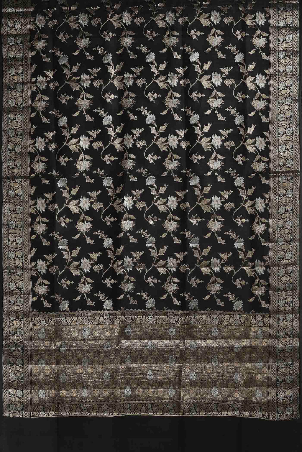 Black Banarasi Raw Silk Saree