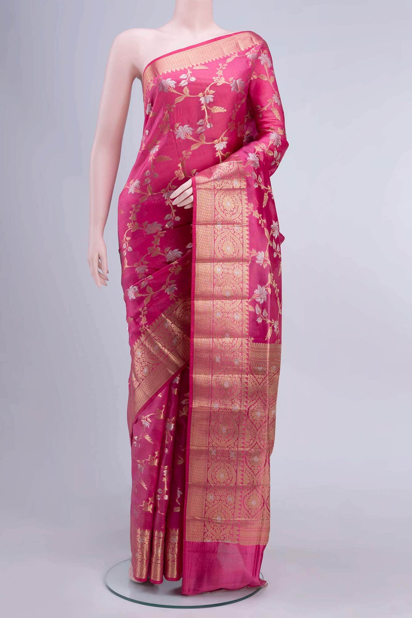 Rose pink Tussar Saree