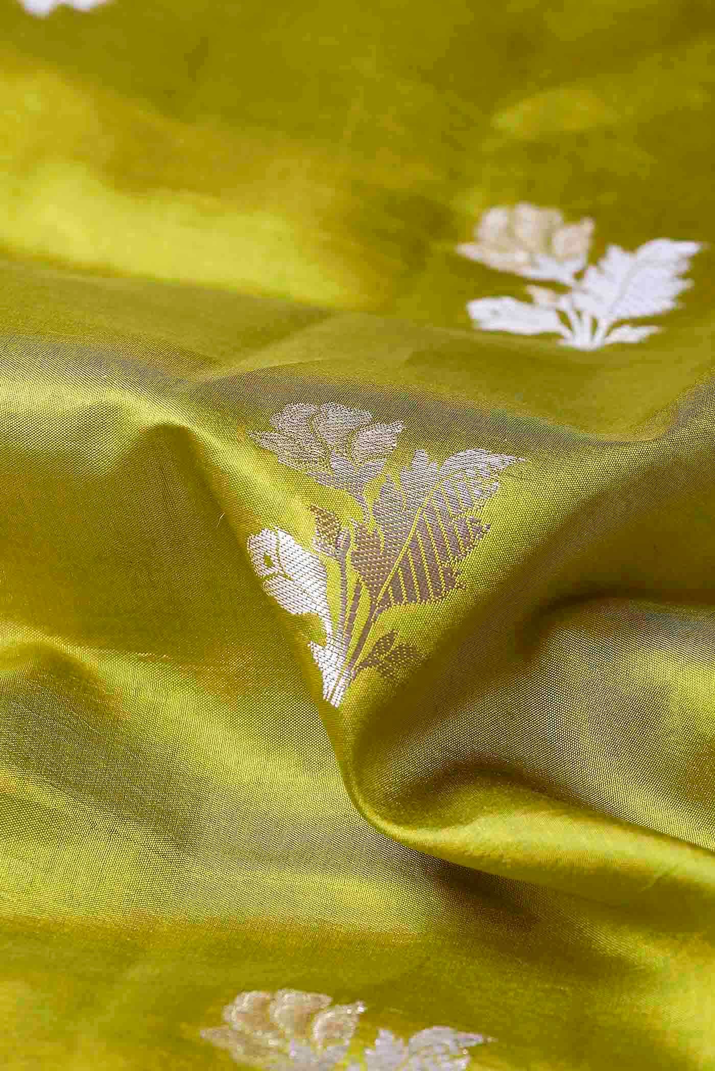 Green Banarasi Raw Silk Saree