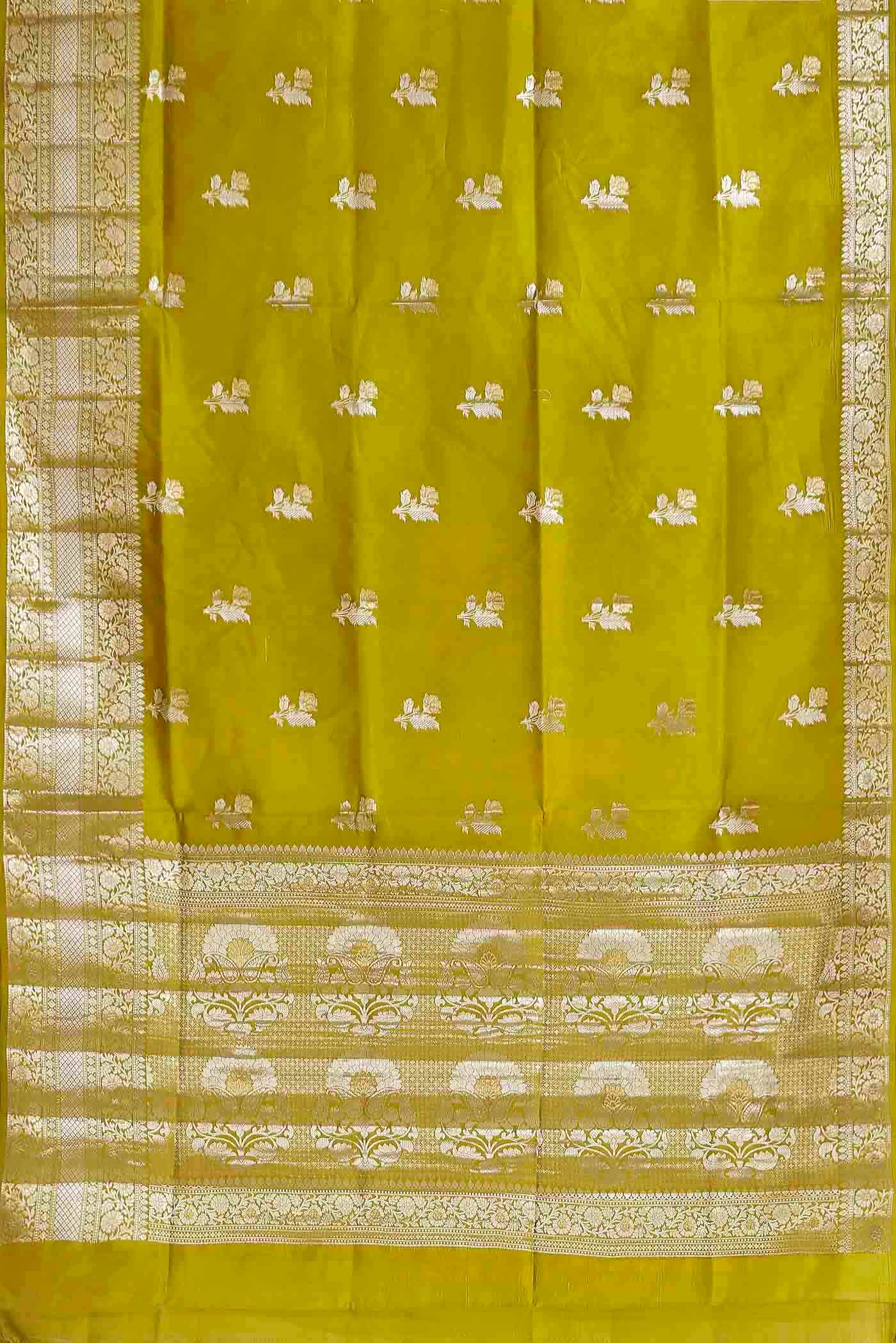 Green Banarasi Raw Silk Saree