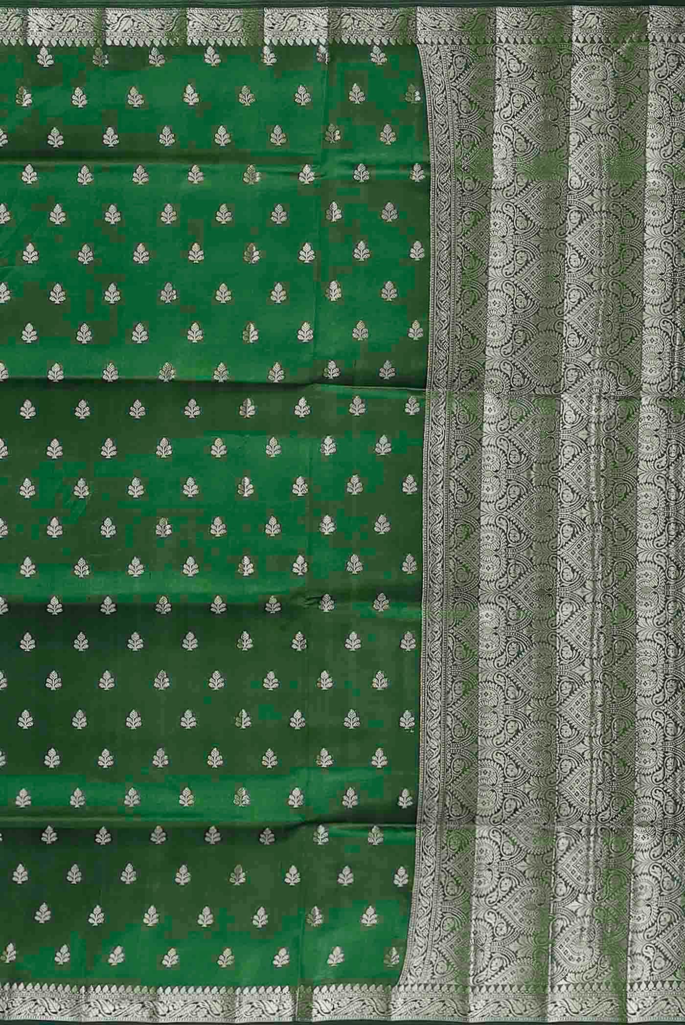 Green Banarasi Raw Silk Saree