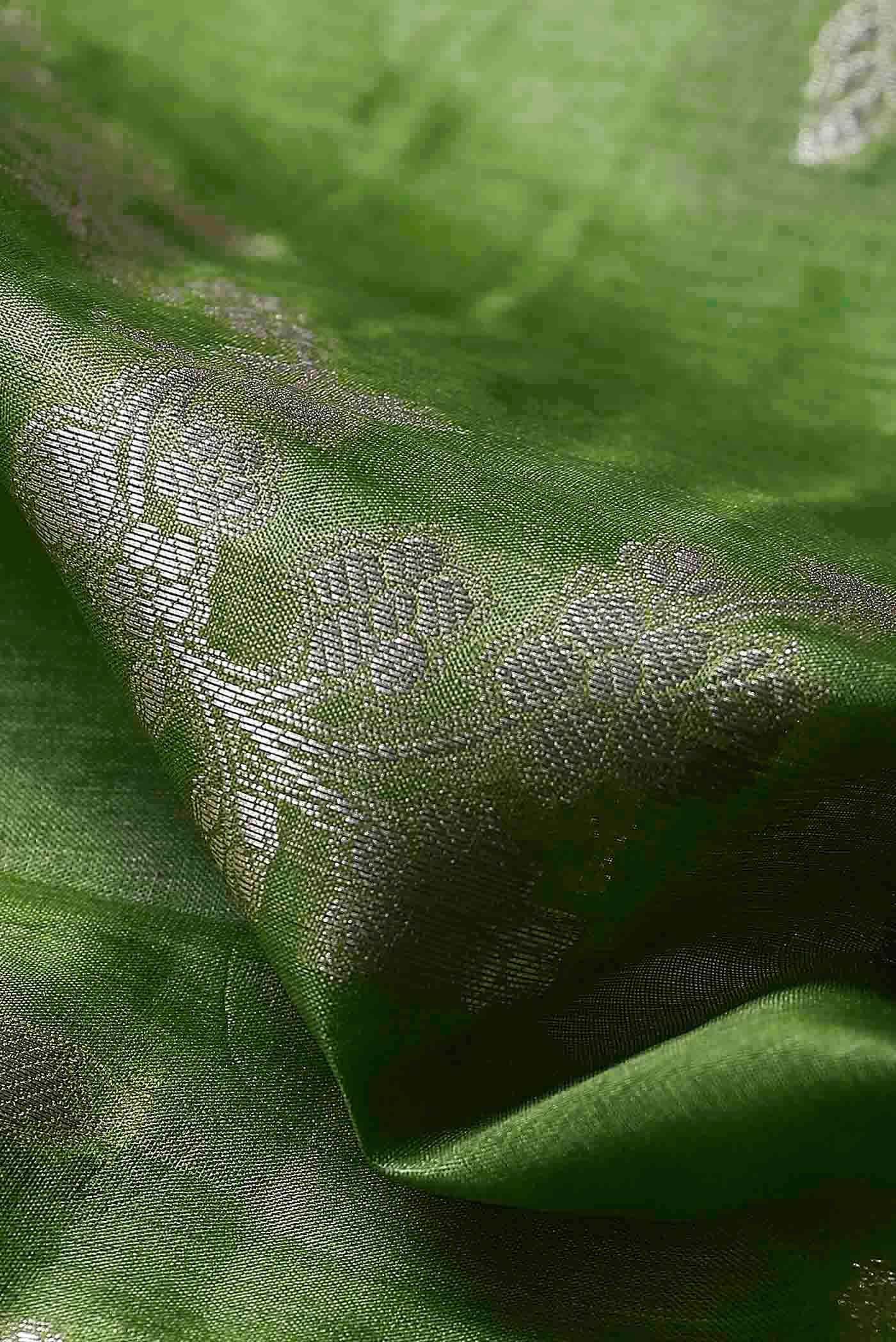 Green Banarasi Raw Silk Saree
