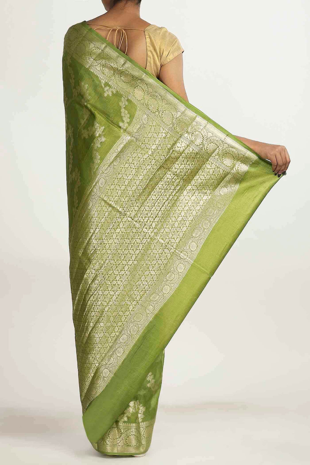 Green Banarasi Raw Silk Saree