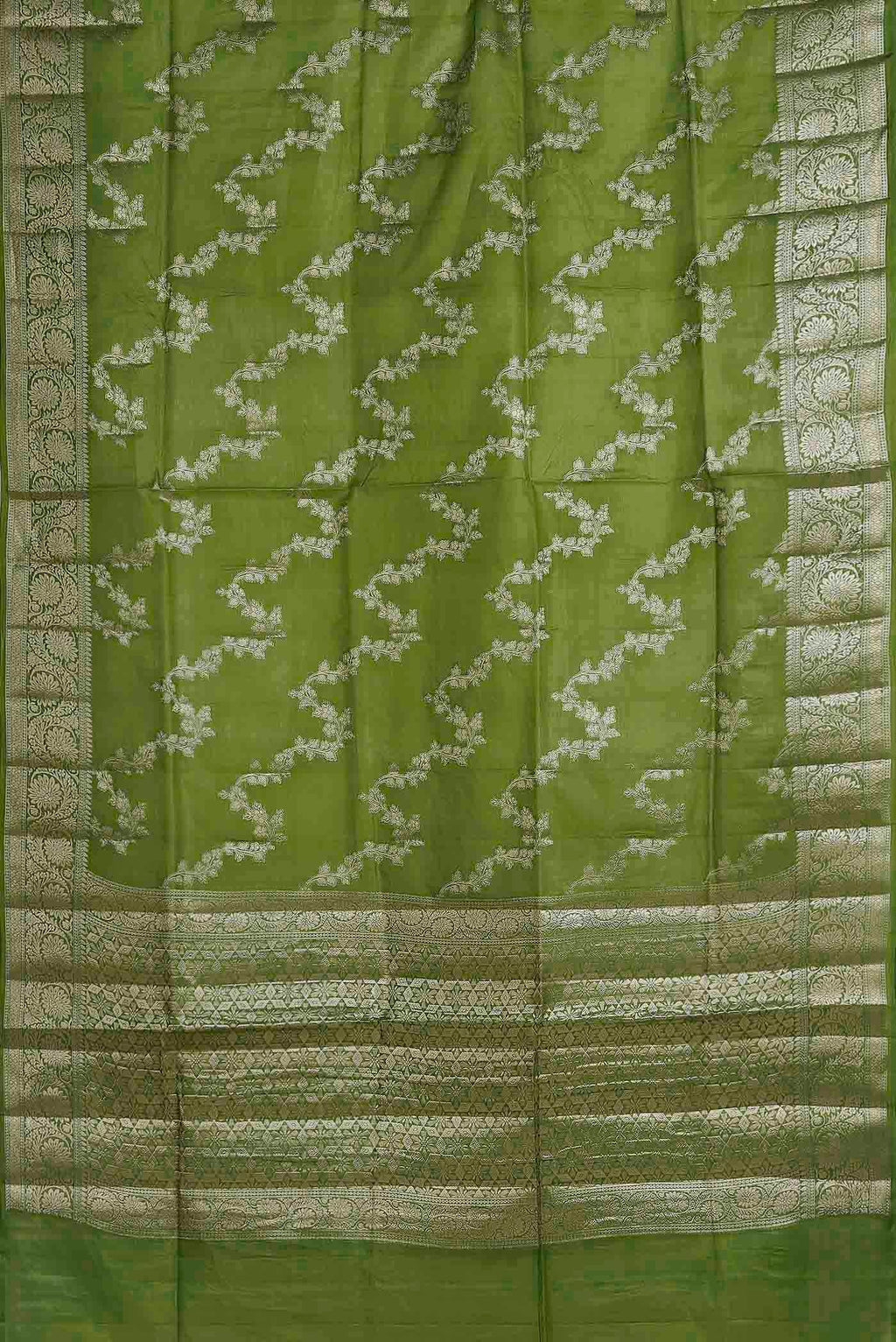 Green Banarasi Raw Silk Saree