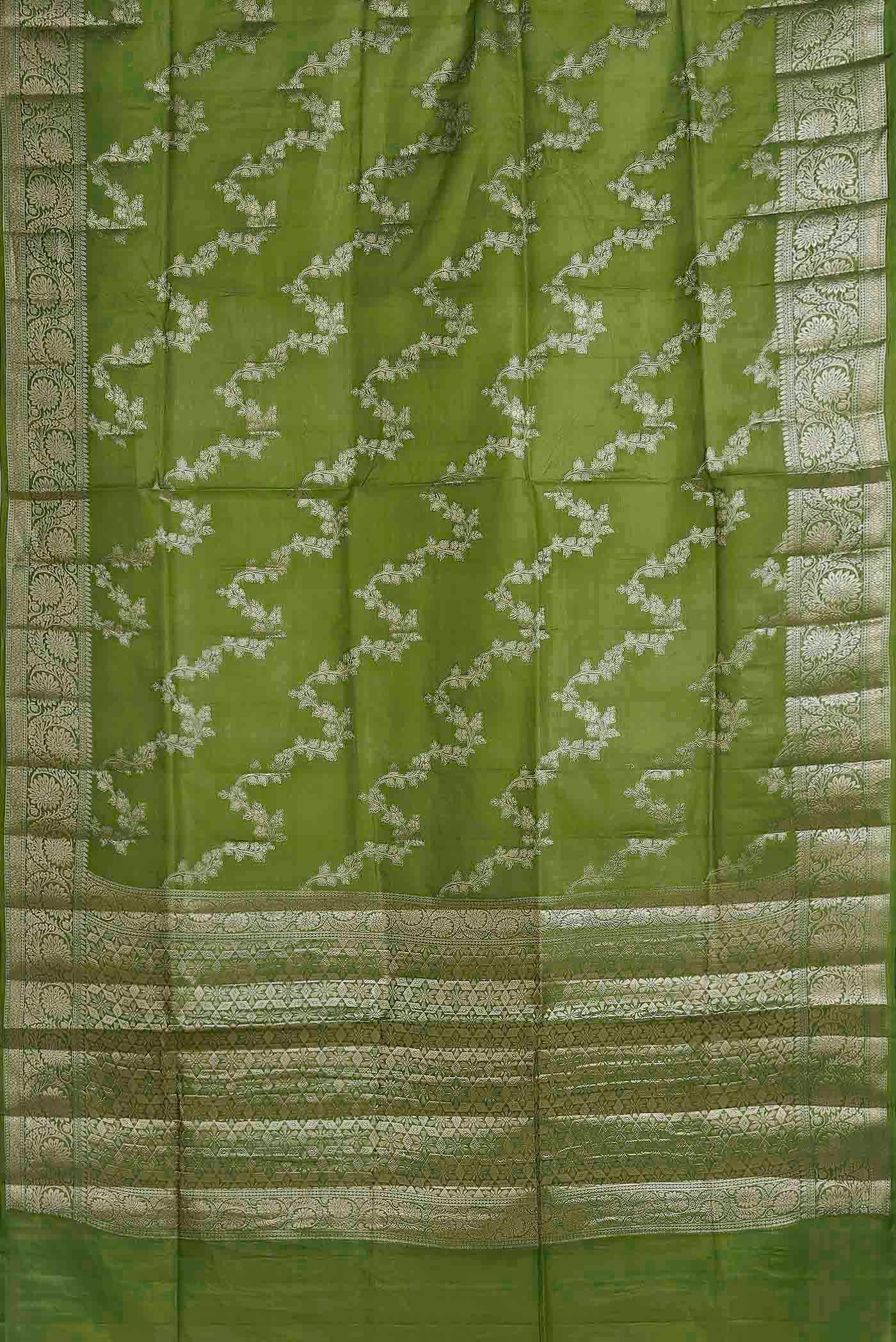 Green Banarasi Raw Silk Saree