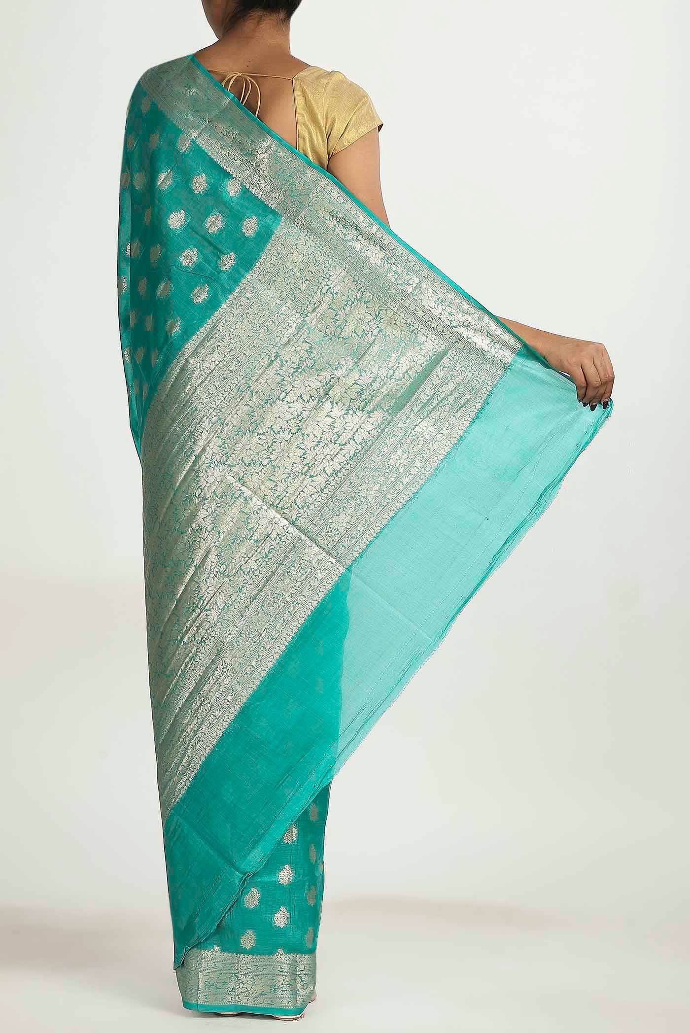 Blue Banarasi Raw Silk Saree