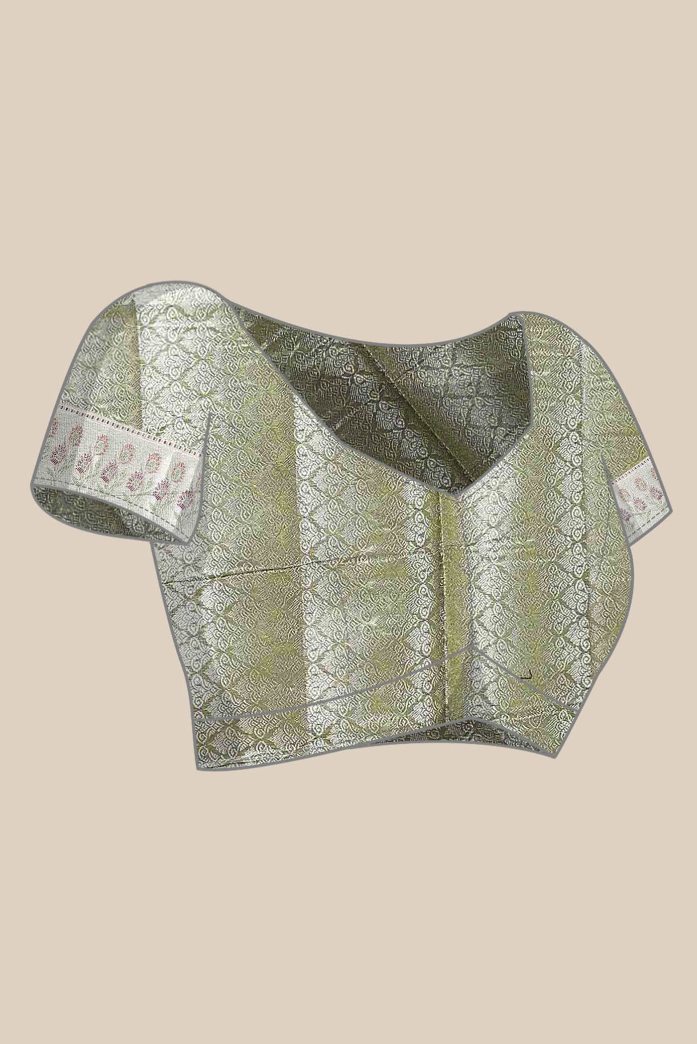 Green Banarasi Raw Silk Saree