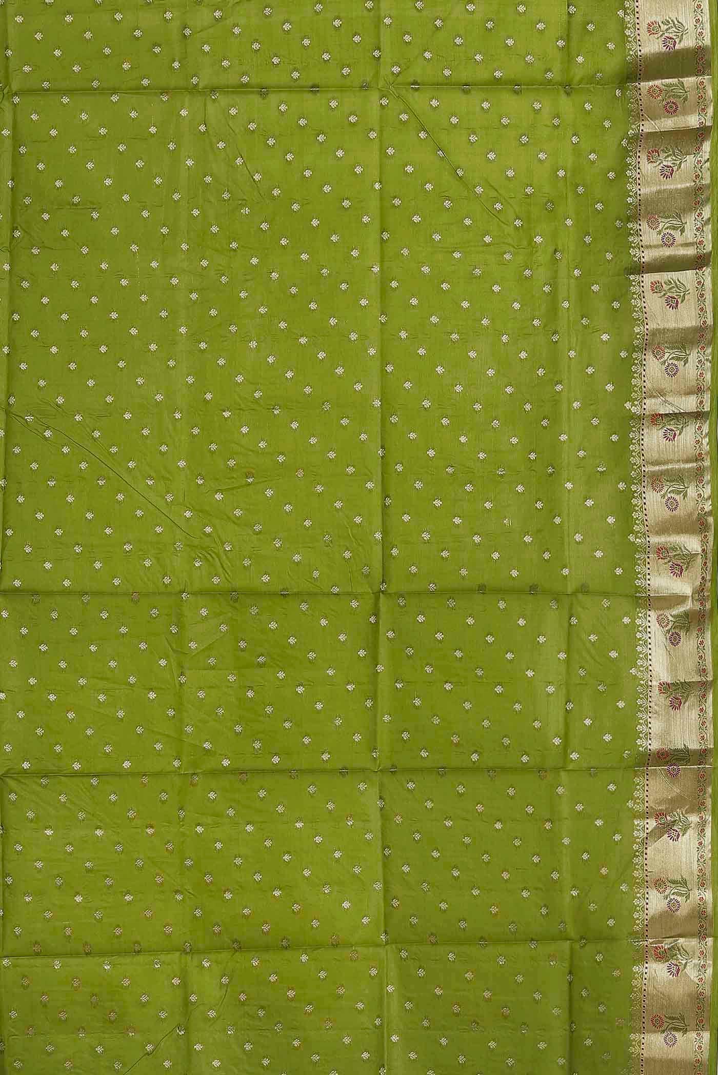 Green Banarasi Raw Silk Saree