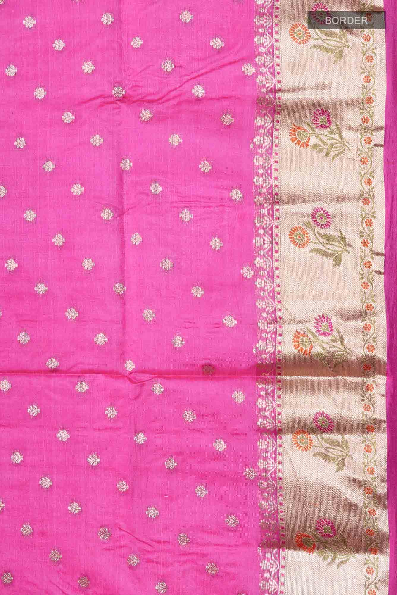 Rose pink Tussar Silk Saree