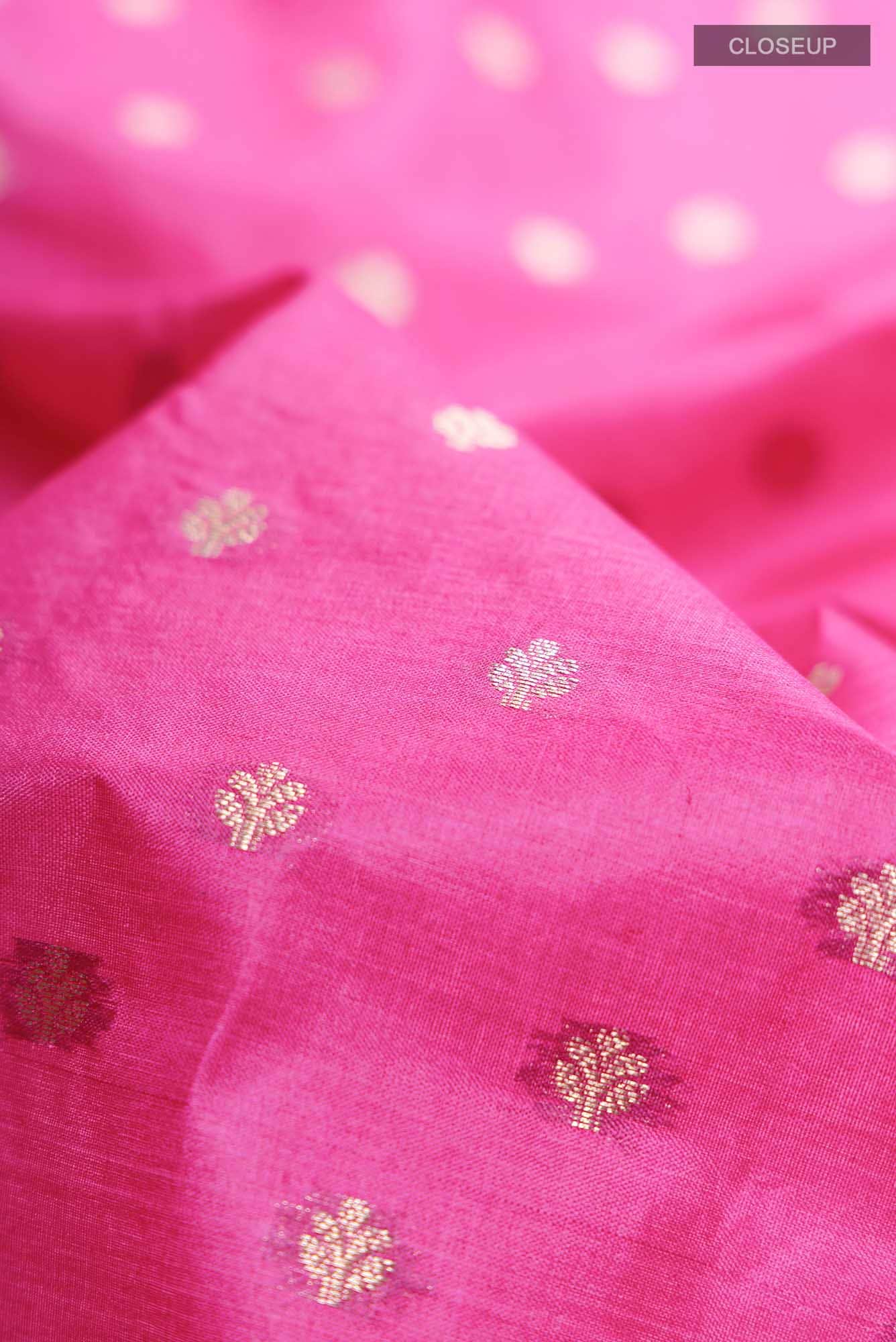 Rose pink Tussar Silk Saree
