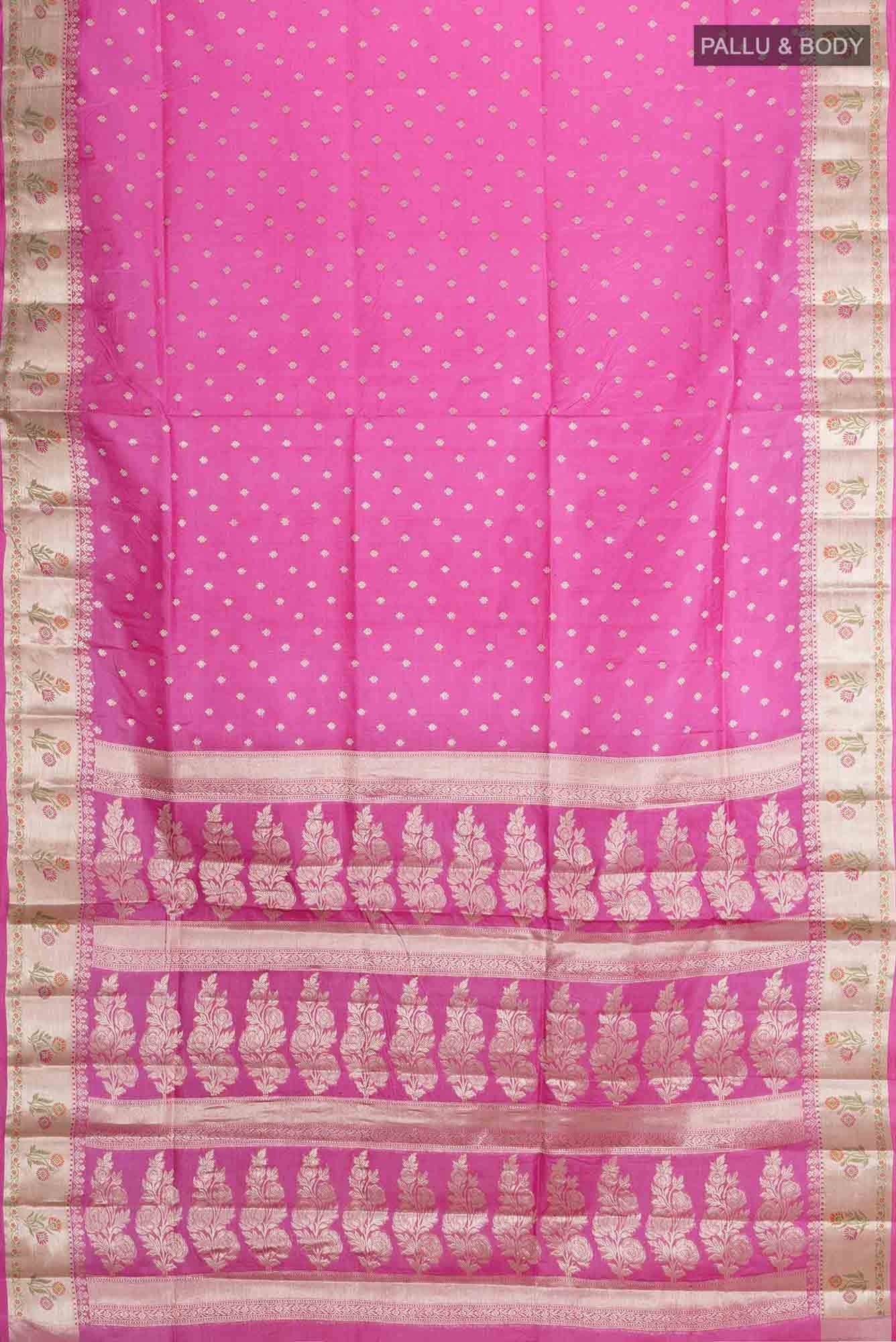 Rose pink Tussar Silk Saree