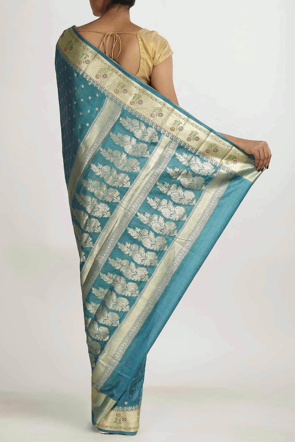 Blue Banarasi Tussar Silk Saree