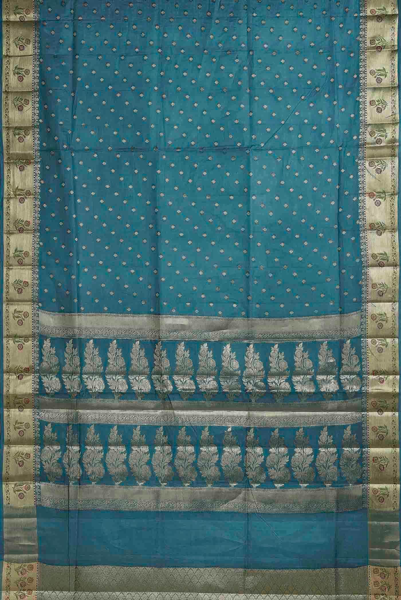 Blue Banarasi Tussar Silk Saree
