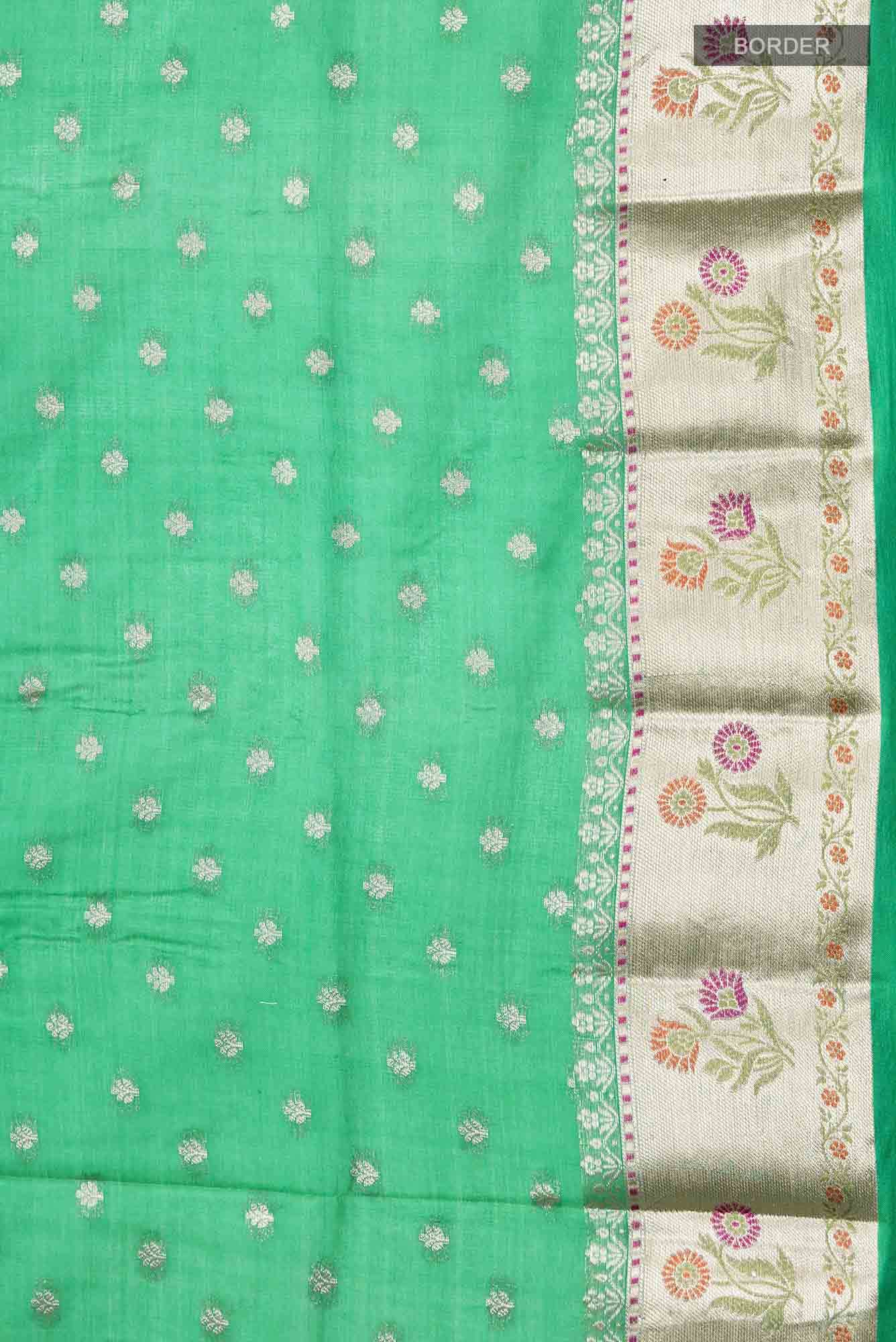 Light Green Tussar Silk Saree