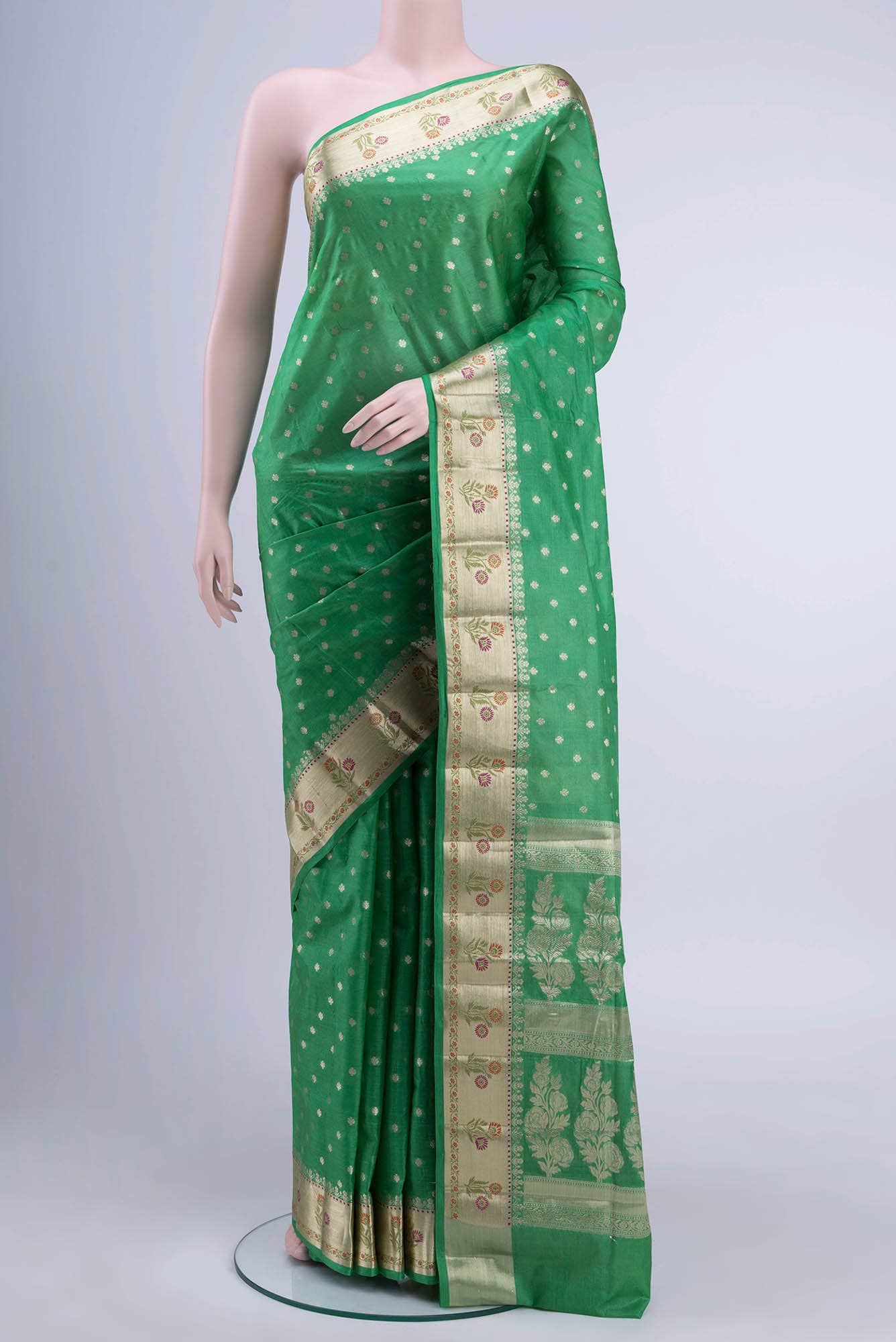 Light Green Tussar Silk Saree