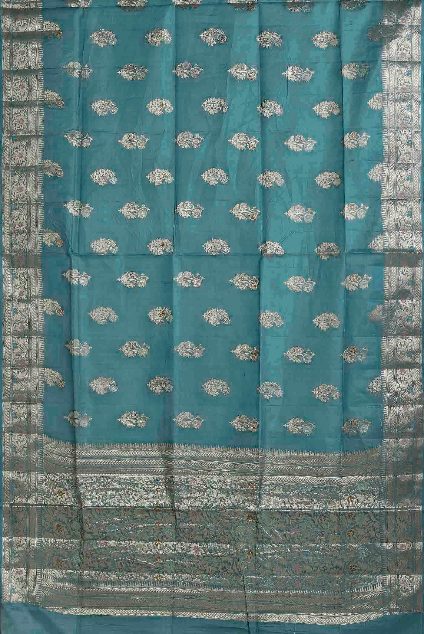 Blue Banarasi Tussar Silk Saree