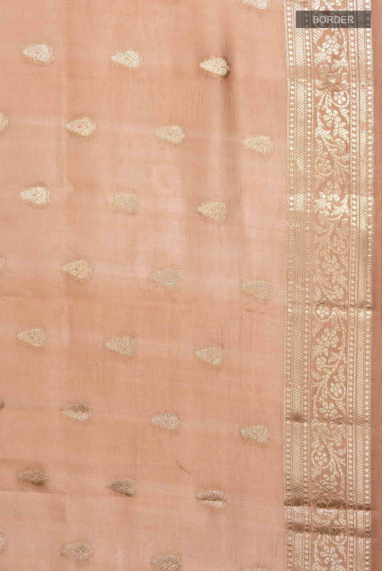 Golden Peach Banarasi Silk Saree
