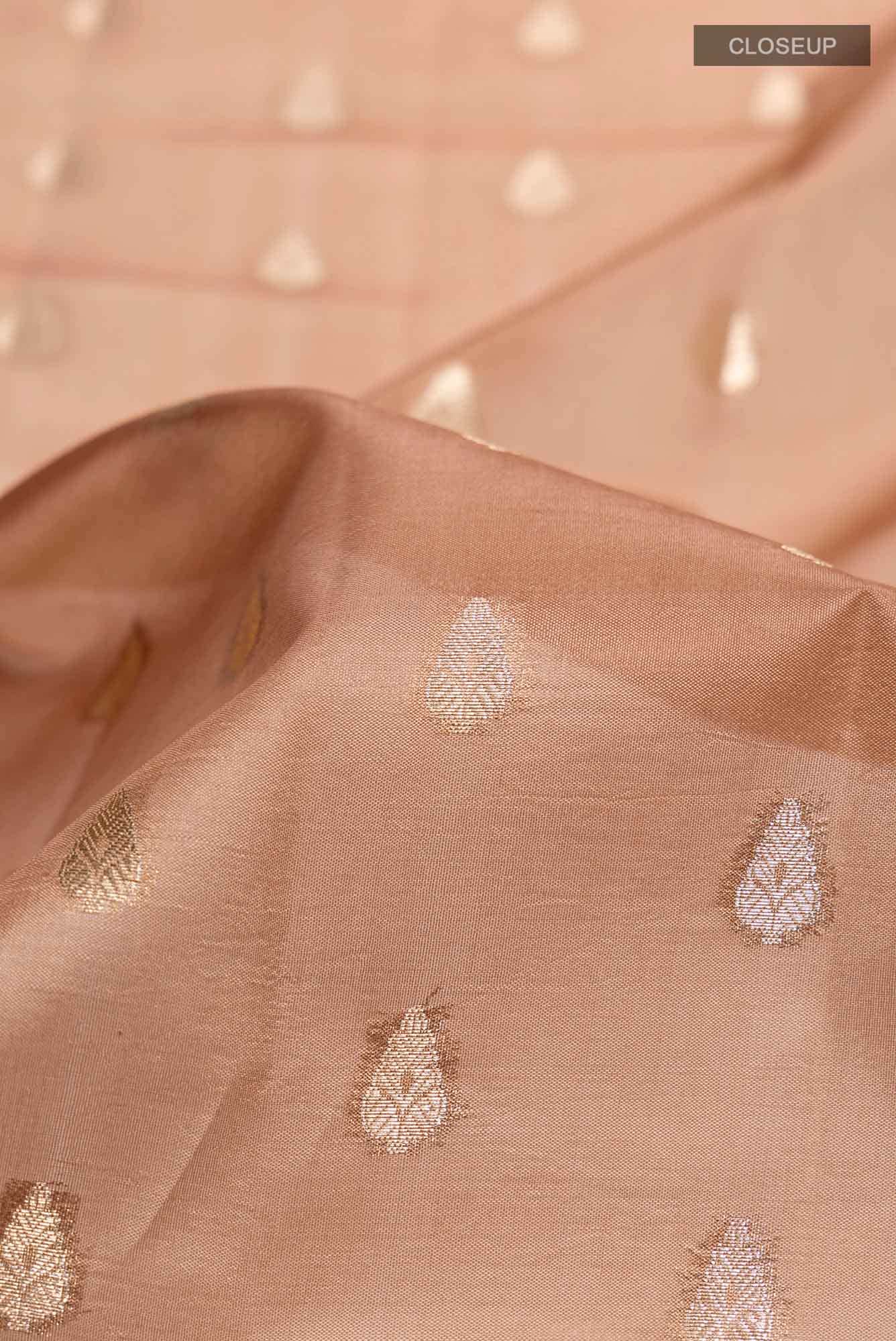Golden Peach Banarasi Silk Saree