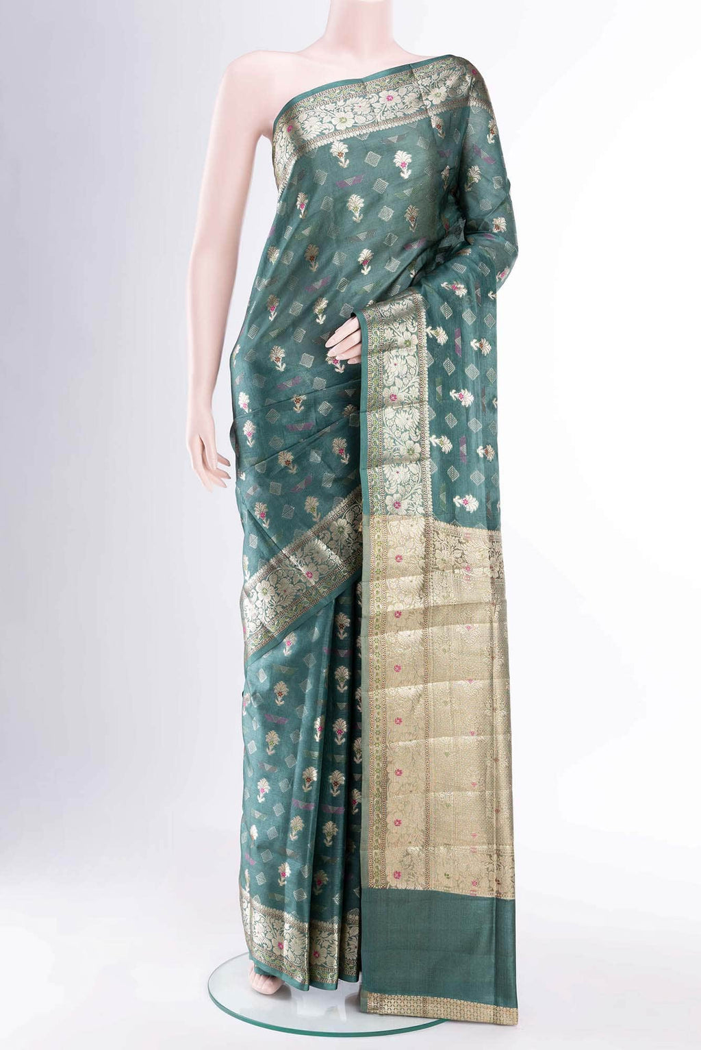Davys Grey Banarasi Tussar Silk Saree
