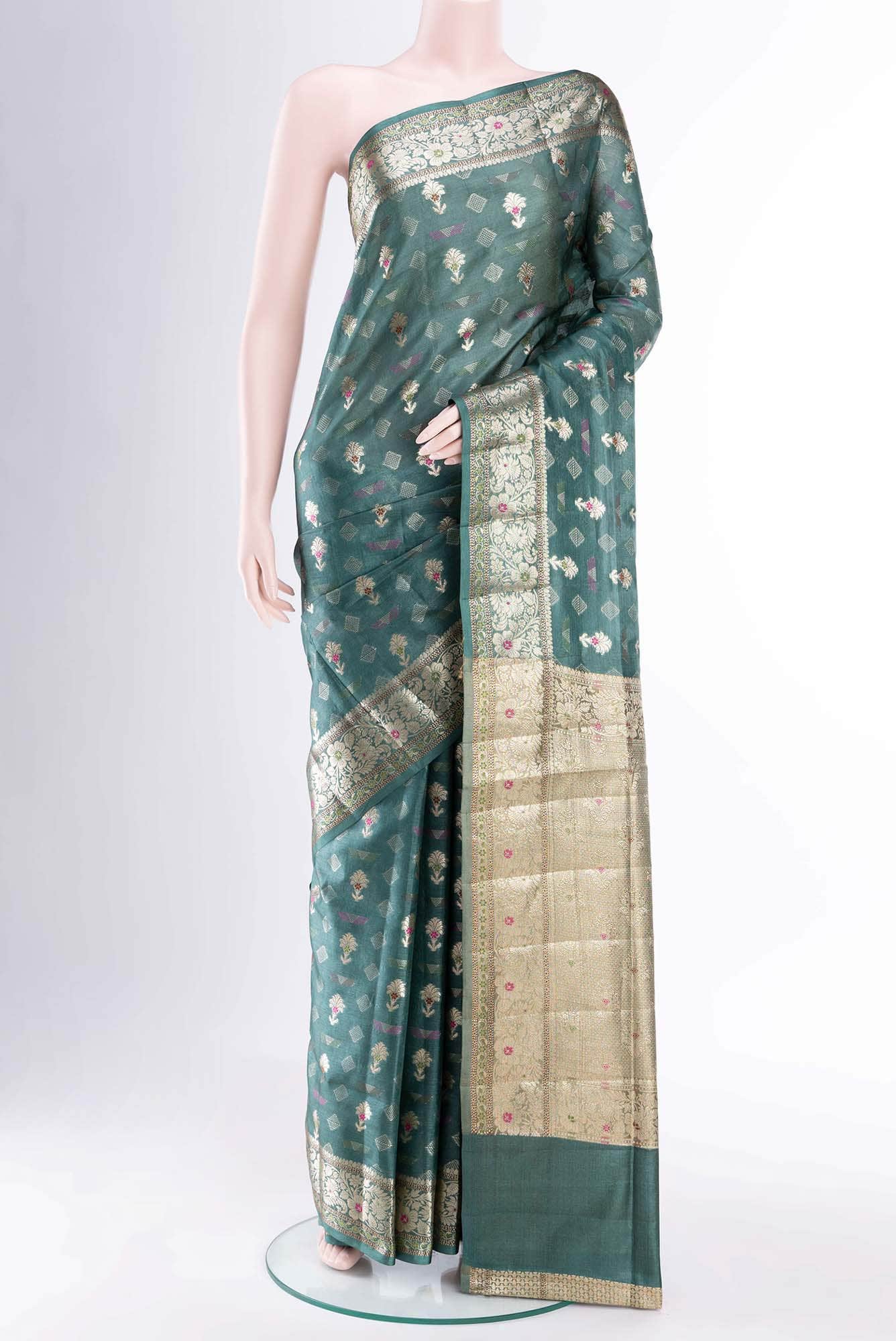 Davys Grey Banarasi Tussar Silk Saree