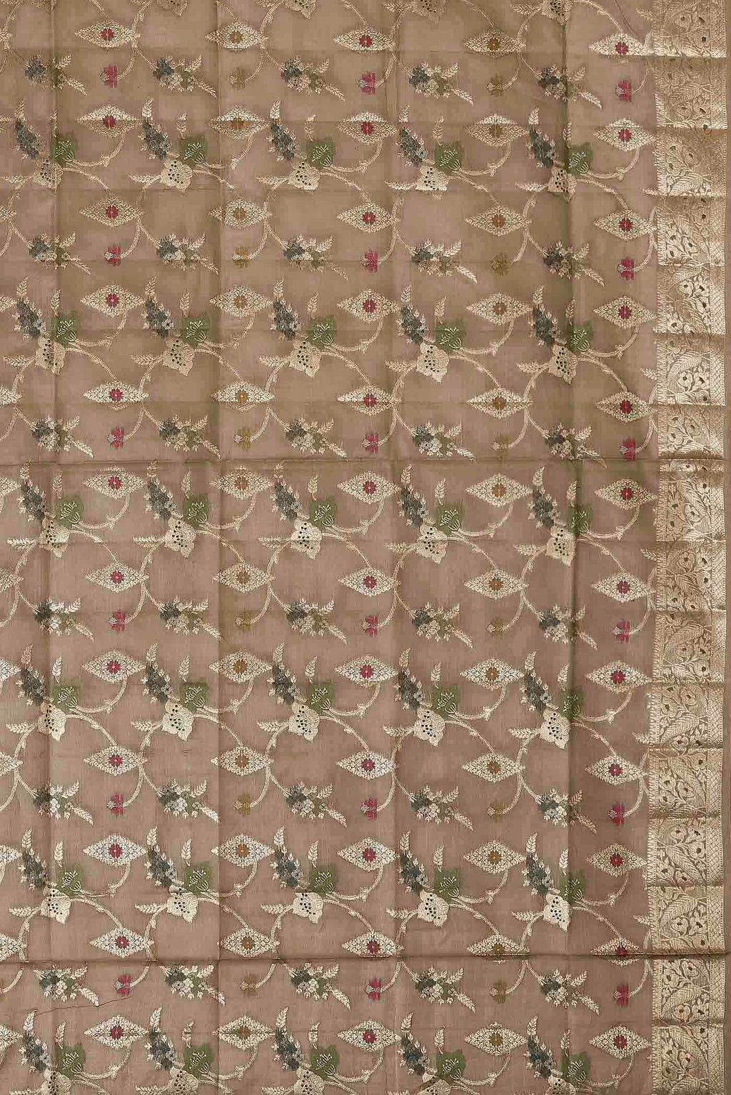 Beige Banarasi Tussar Silk Saree