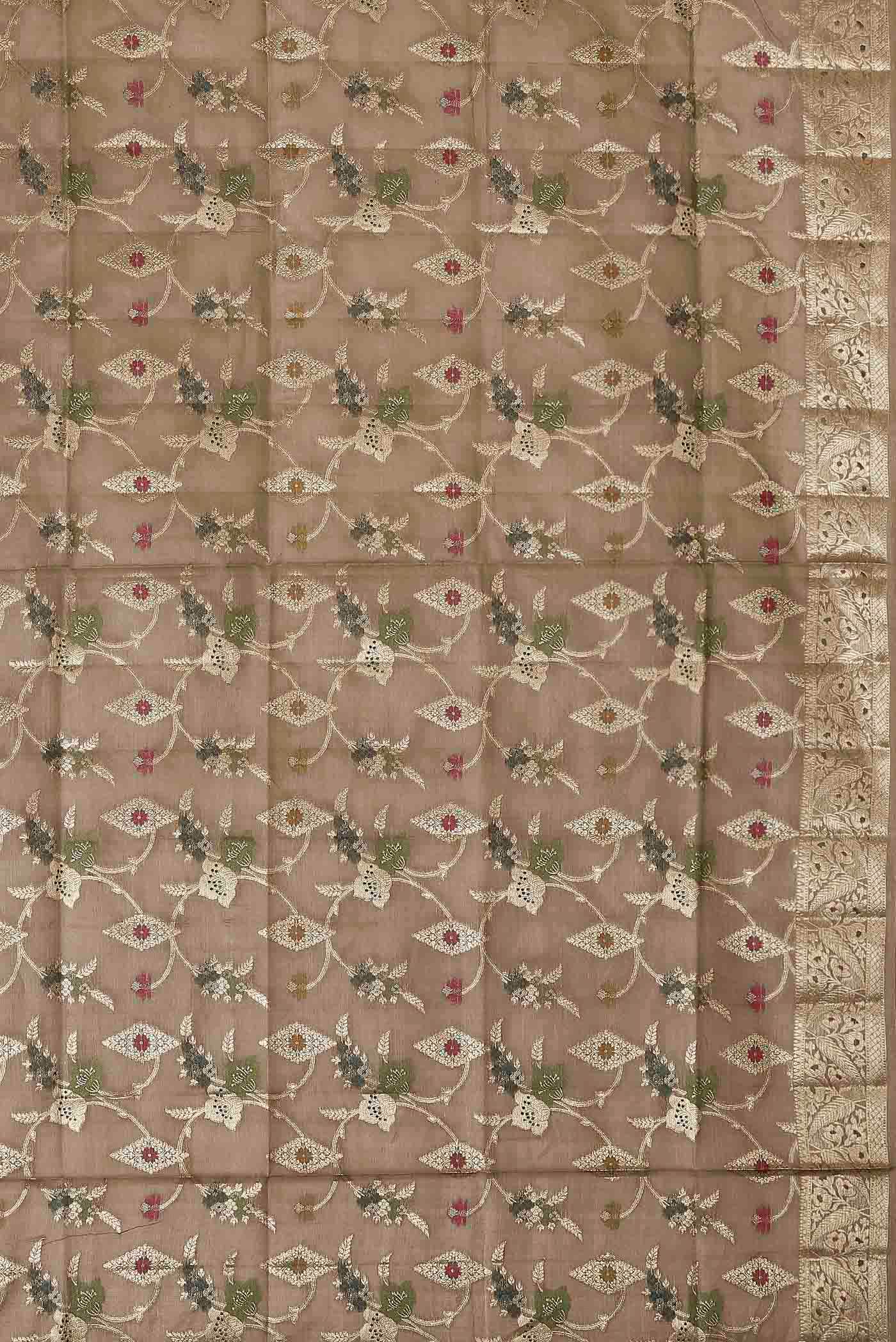 Beige Banarasi Tussar Silk Saree