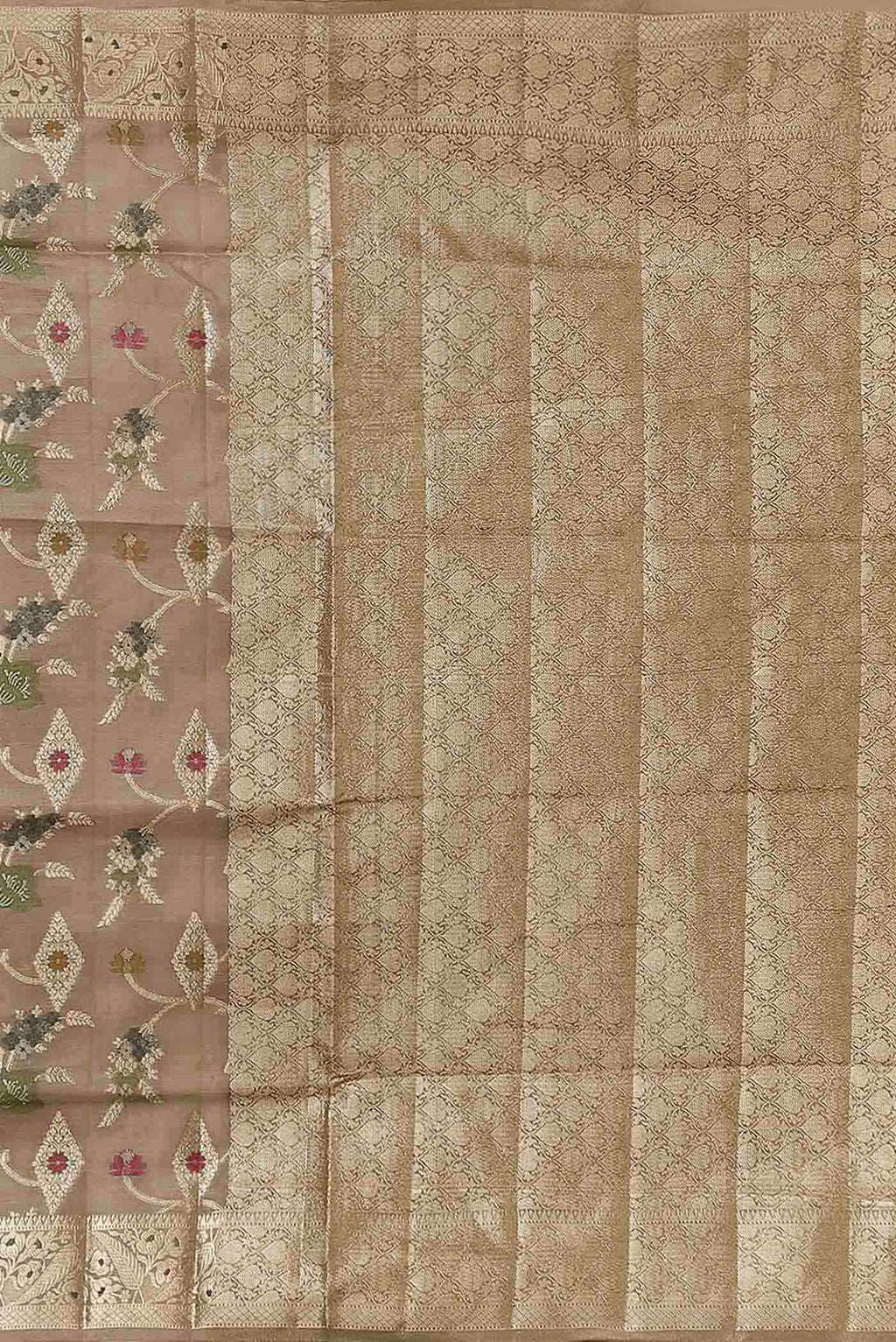 Beige Banarasi Tussar Silk Saree