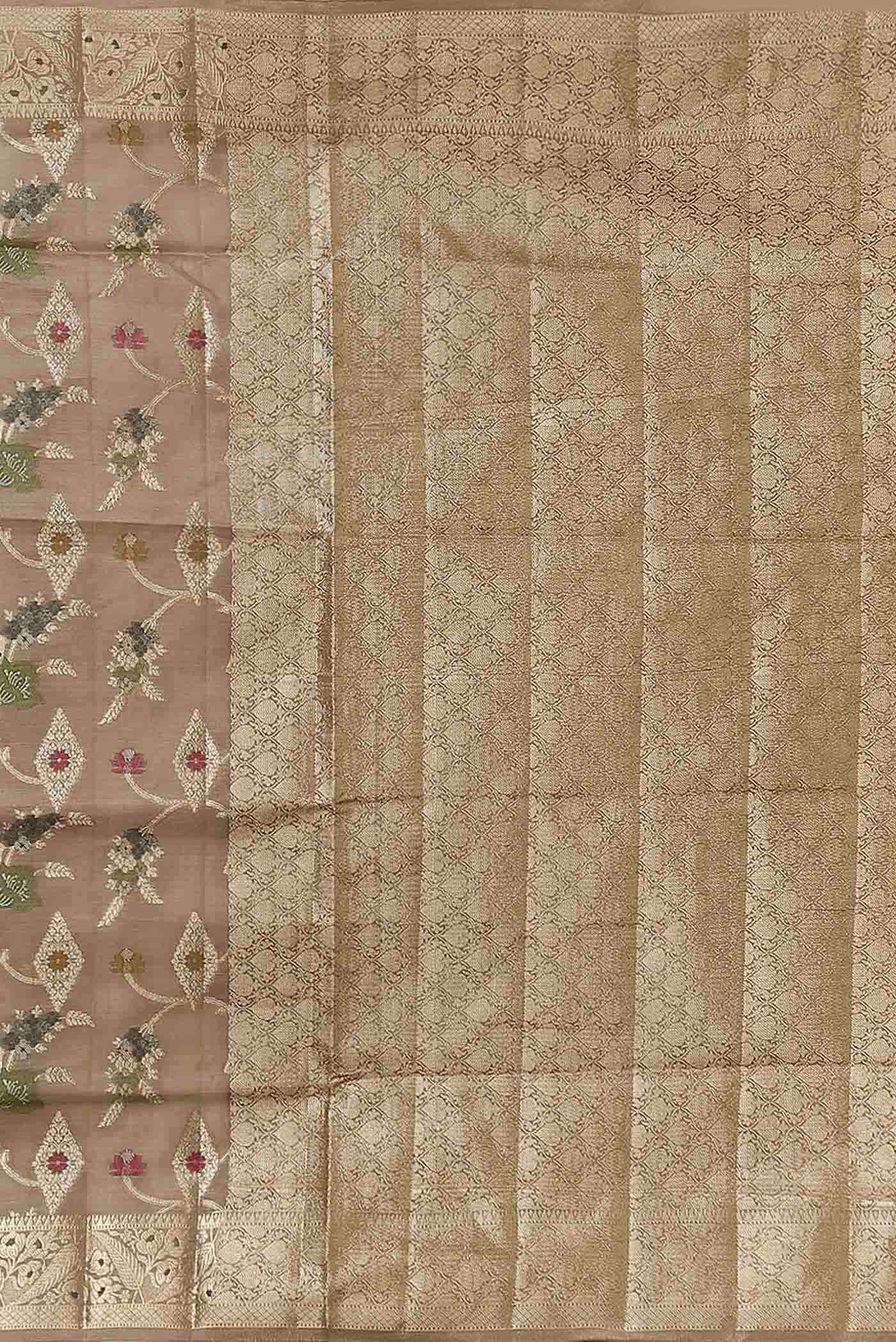 Beige Banarasi Tussar Silk Saree