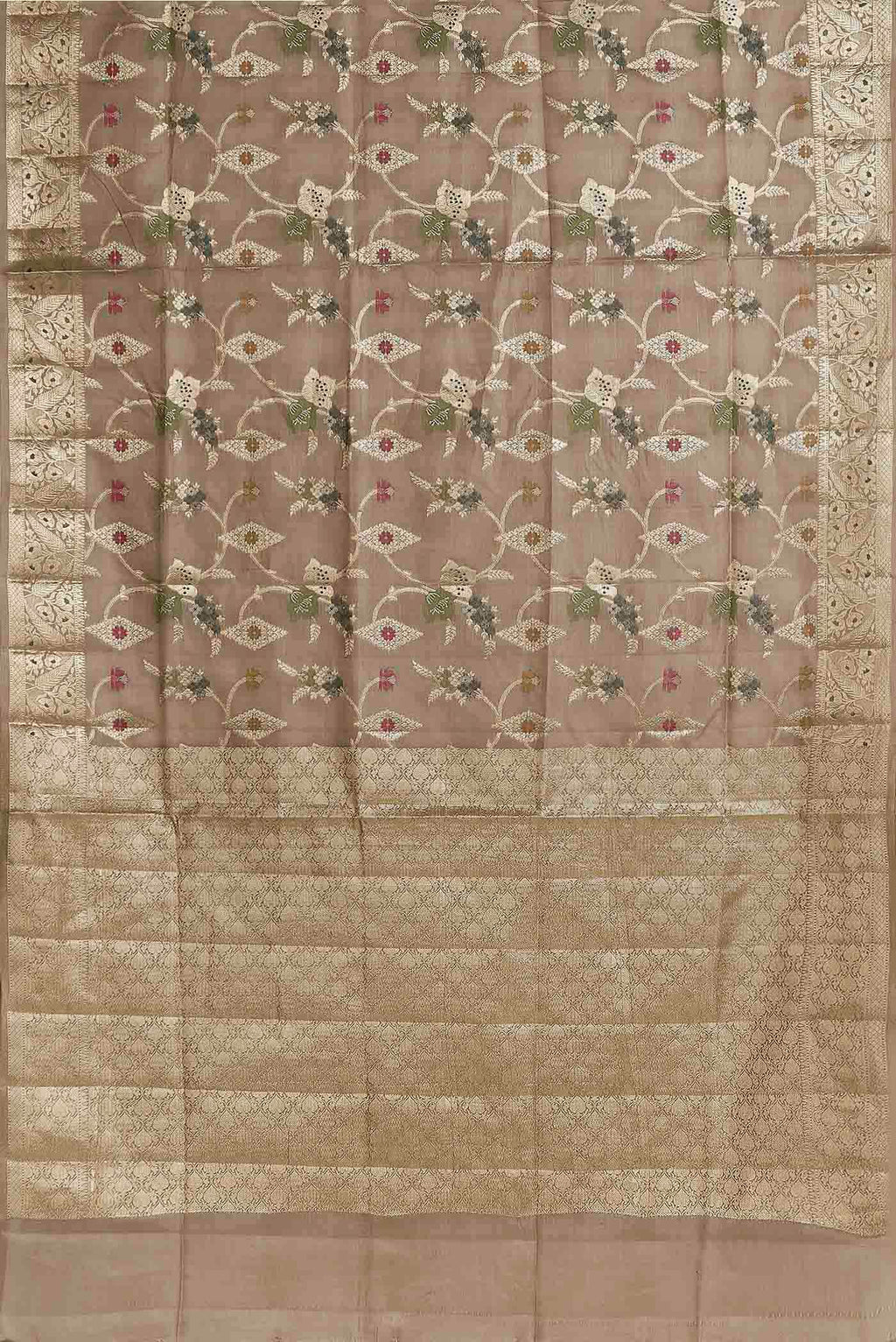 Beige Banarasi Tussar Silk Saree
