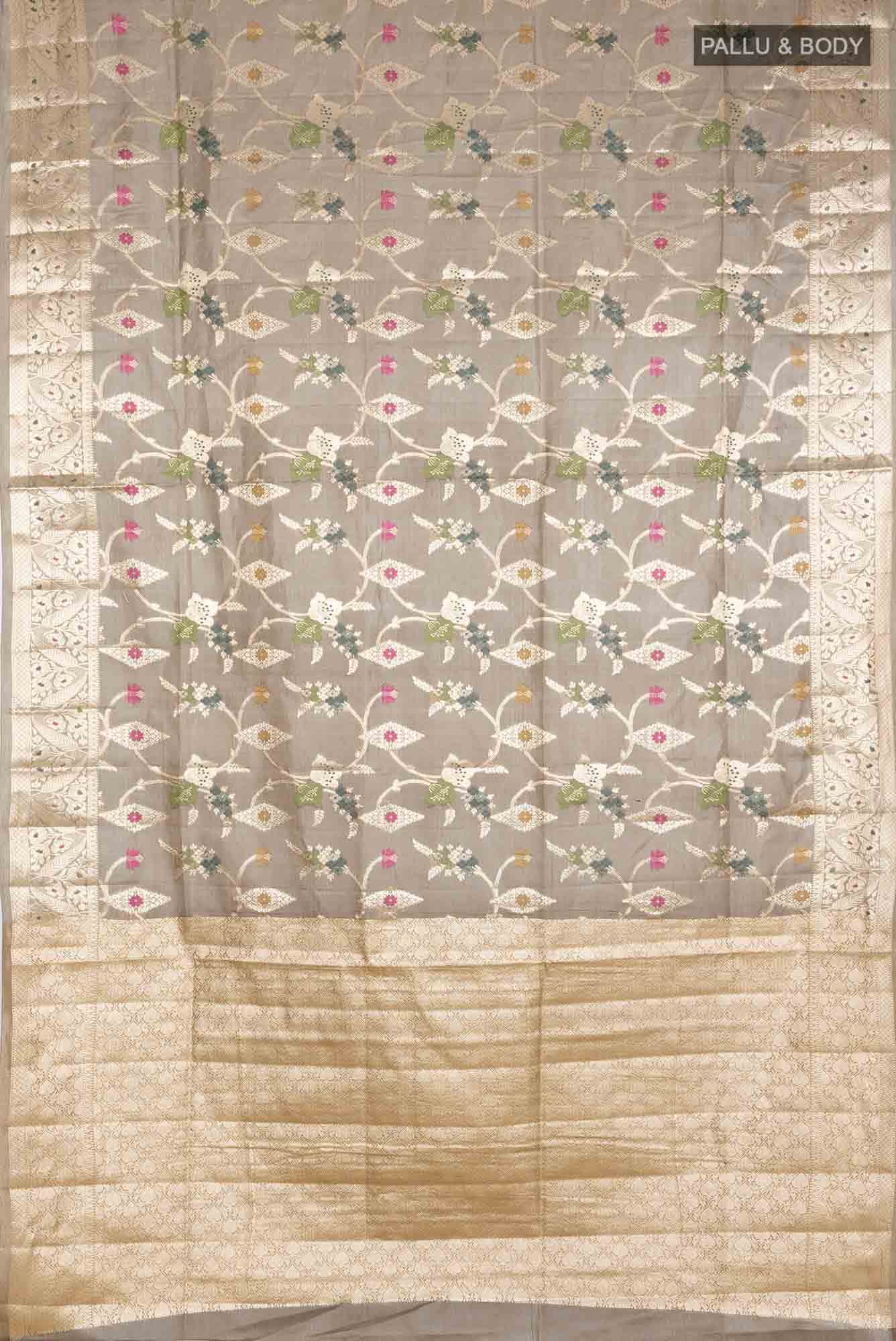 Dark Beige Banarasi Tussar Silk Saree