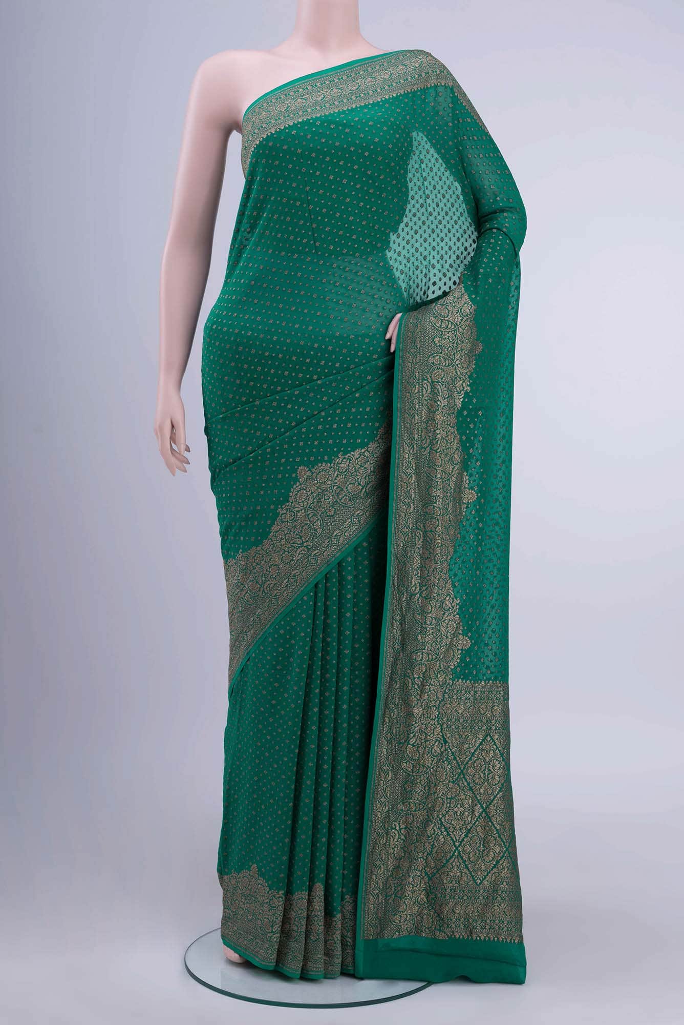 Green Banarasi Georgette Saree