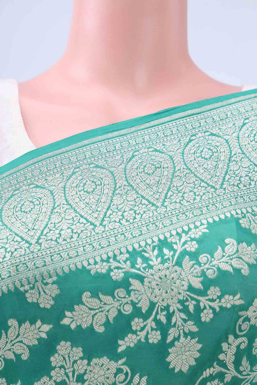 Sea Green Banarasi Georgette Saree
