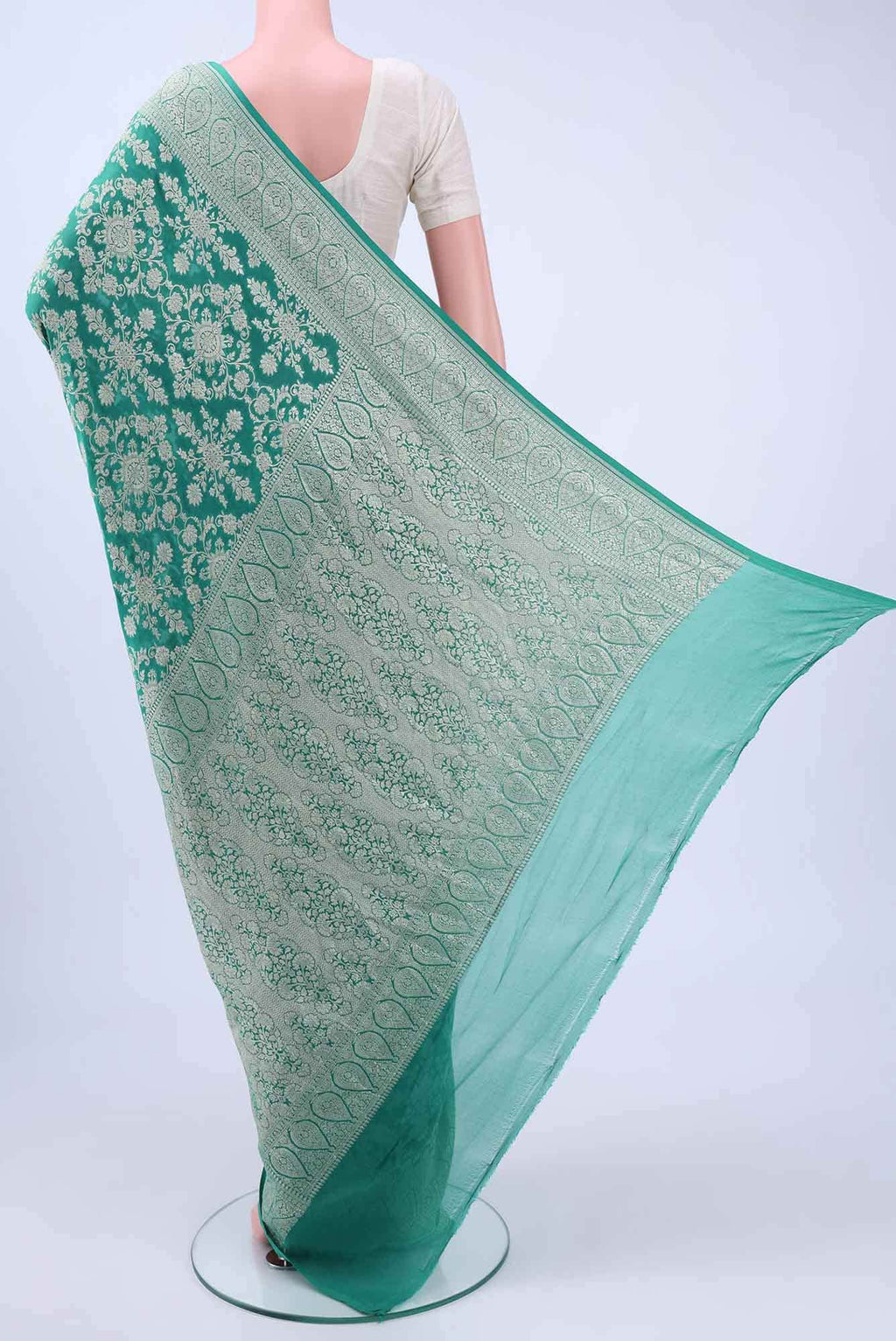 Sea Green Banarasi Georgette Saree