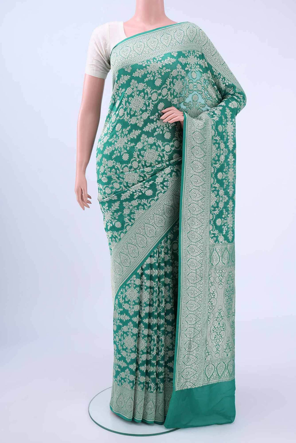 Sea Green Banarasi Georgette Saree