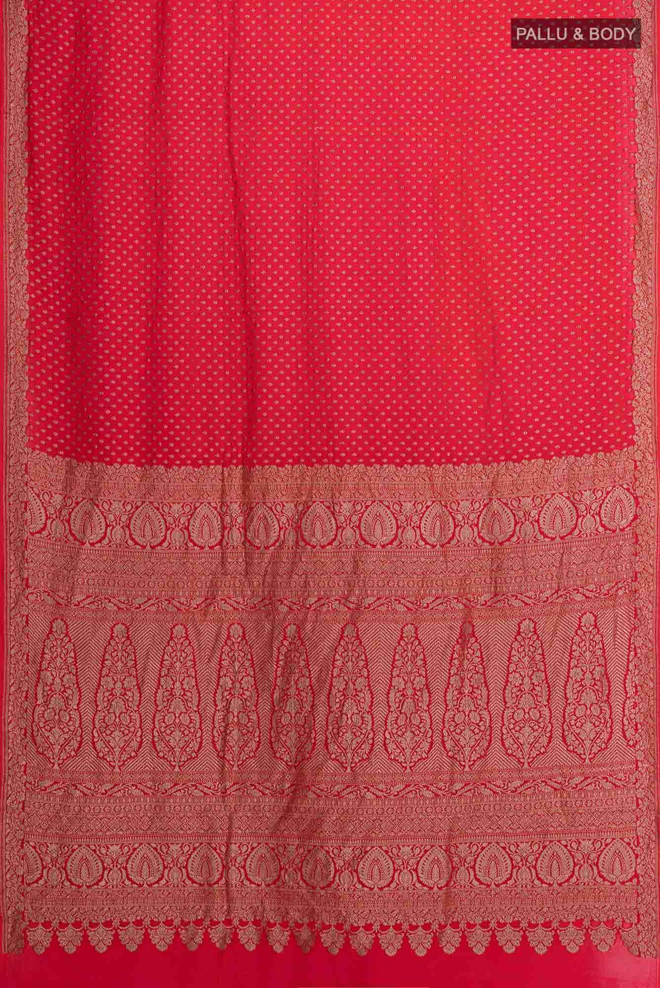 Deep Red Banarasi Georgette Saree