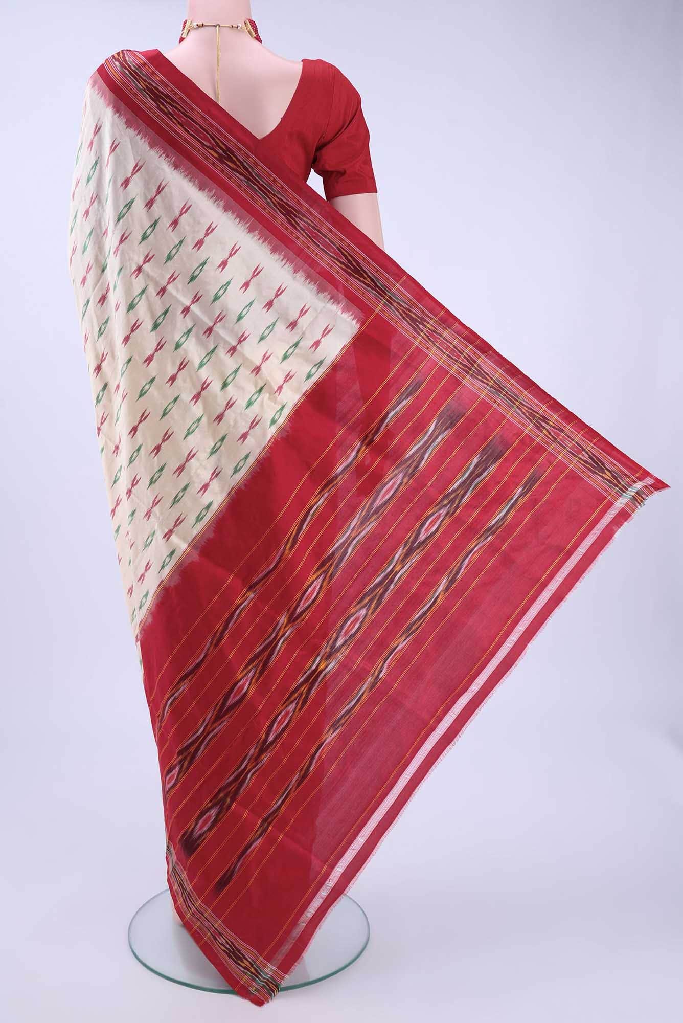 Cream Pochampally Silk Saree