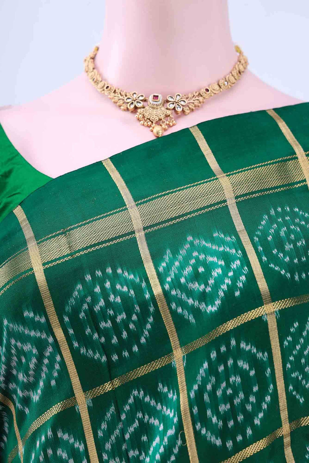 Bottle Green Pochampally Silk Saree