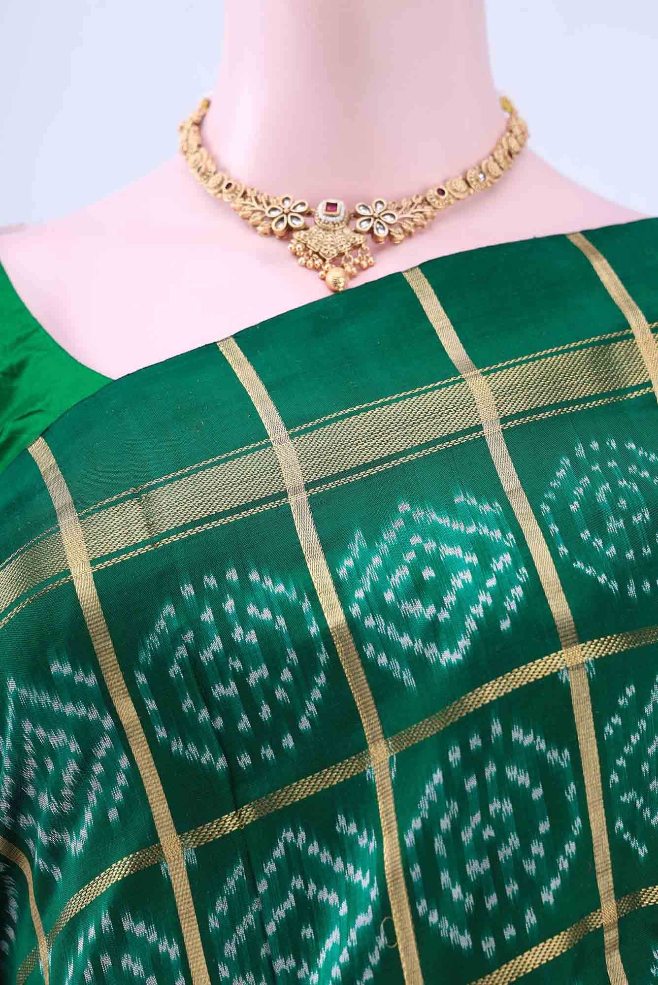 Bottle Green Pochampally Silk Saree