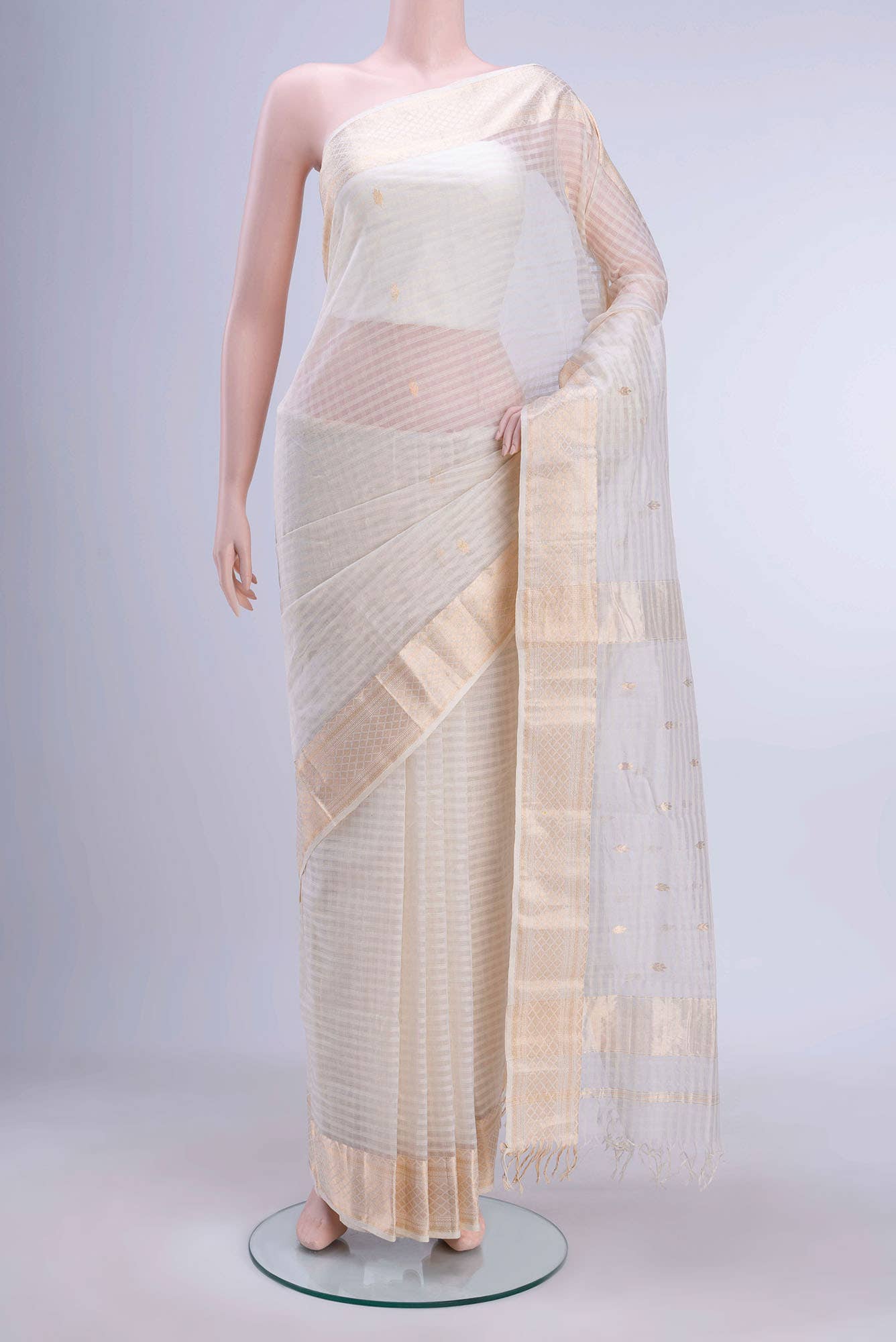 Off White Maheshwari Silk Cotton Saree