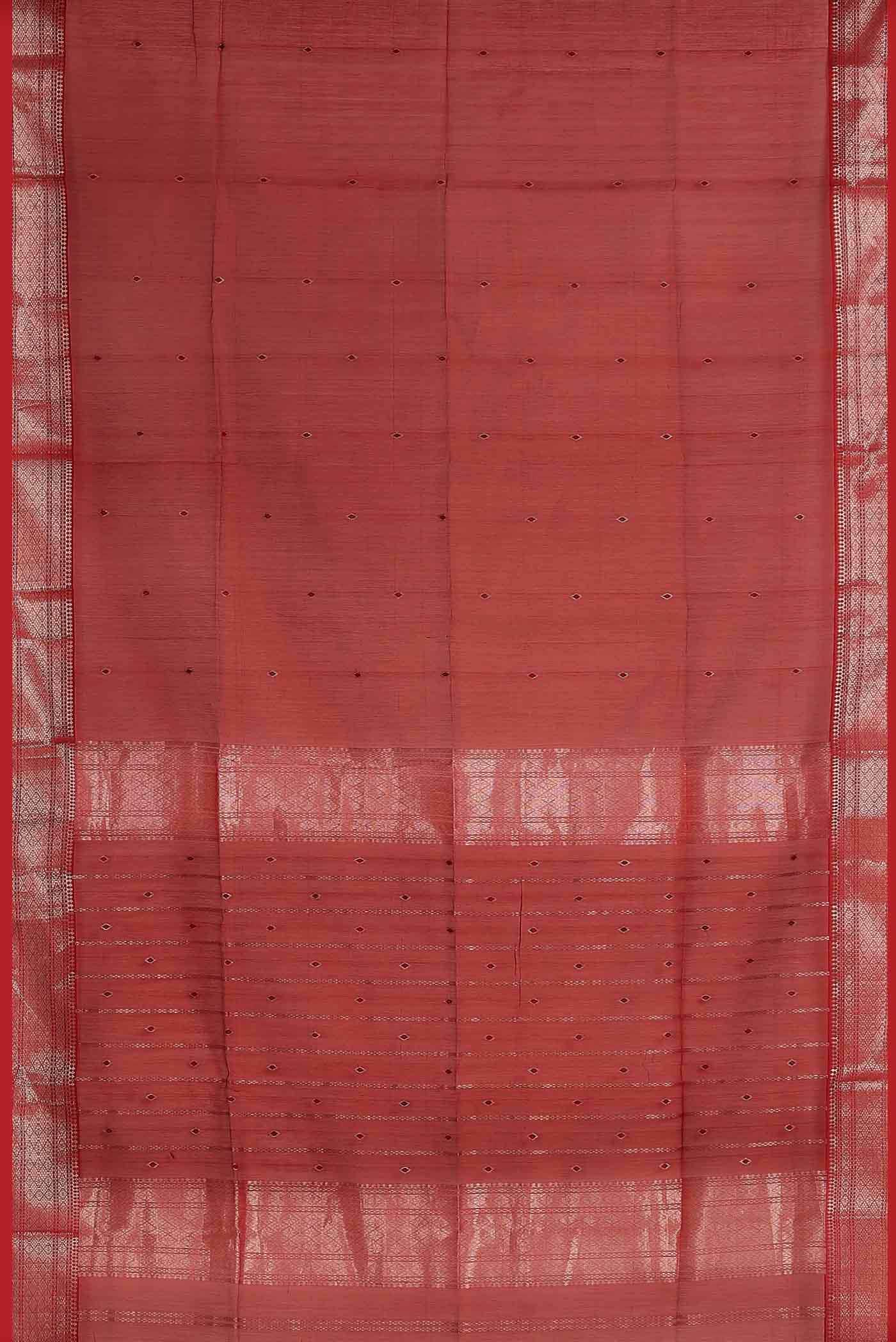 Red Maheshwari Silk Cotton Saree