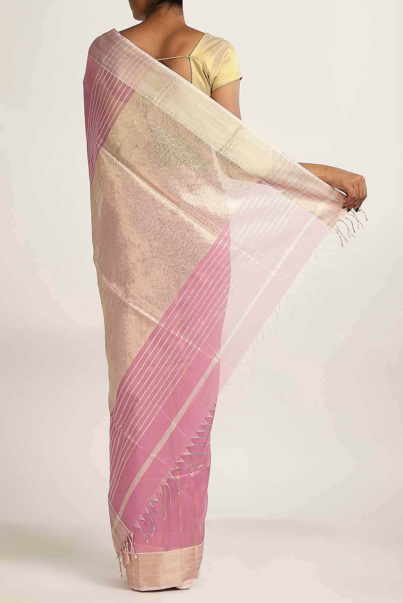 Pink Maheshwari Silk Cotton Saree